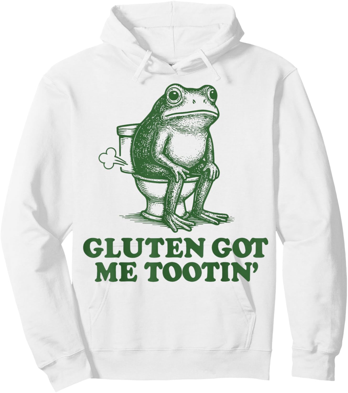Gluten Got Me Tootin Frog Hoodie - Hoodie | White