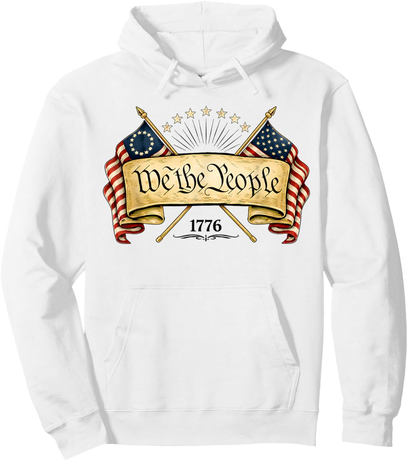 Patriotic Betsy Ross Flag 1776 2026 We The People Hoodie - Hoodie | White