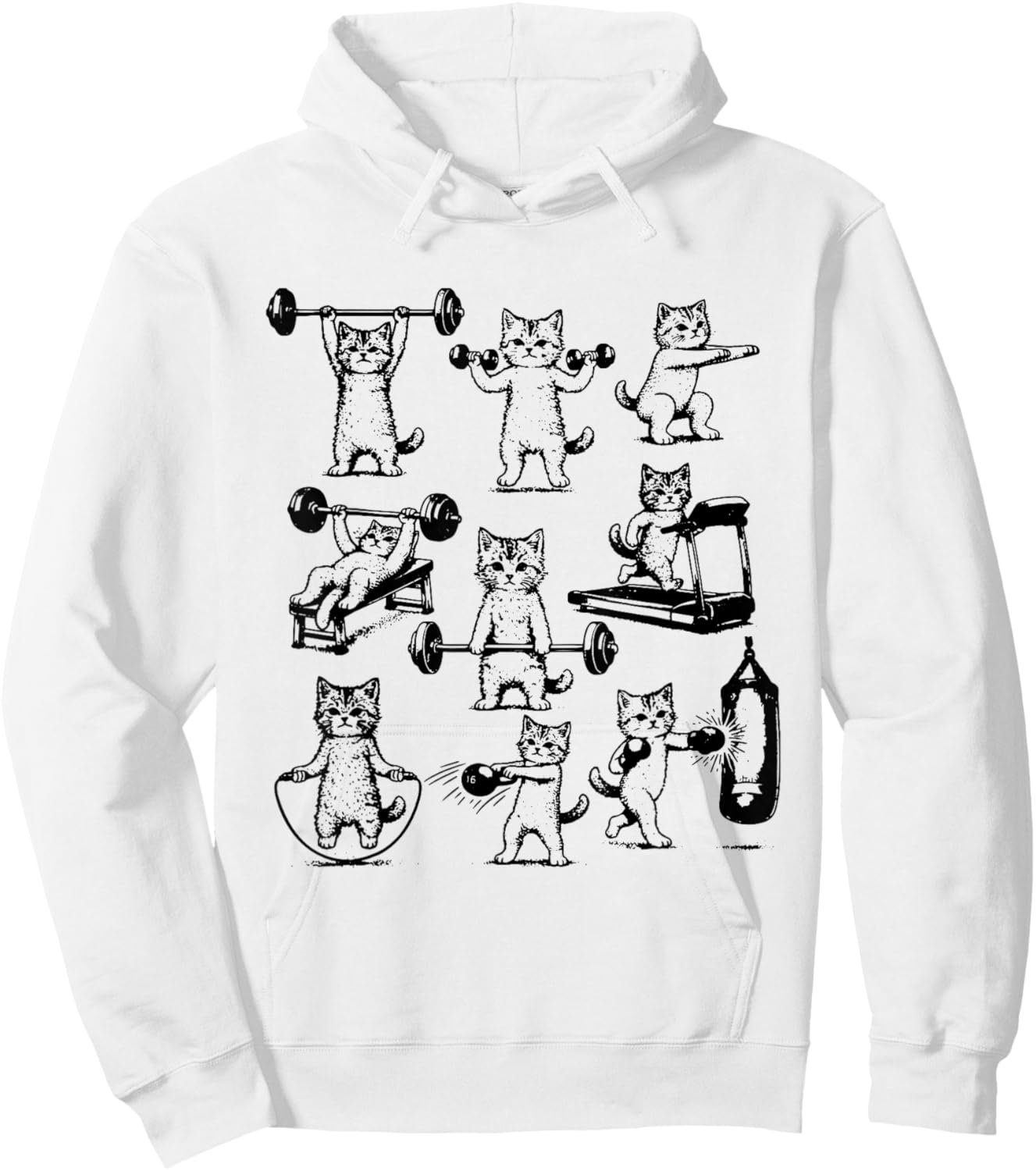 Vintage Retro Weight Lifting Gym Cat Deadlift Funny Hoodie - Hoodie | White