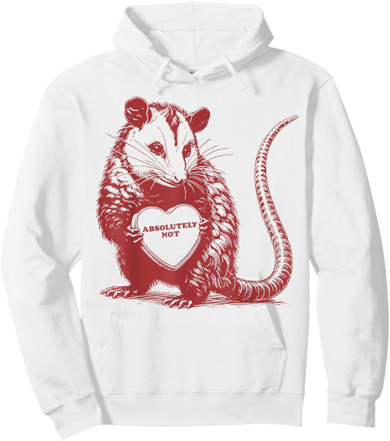 Absolutely Not Funny Possum Valentines Hoodie - Hoodie | White