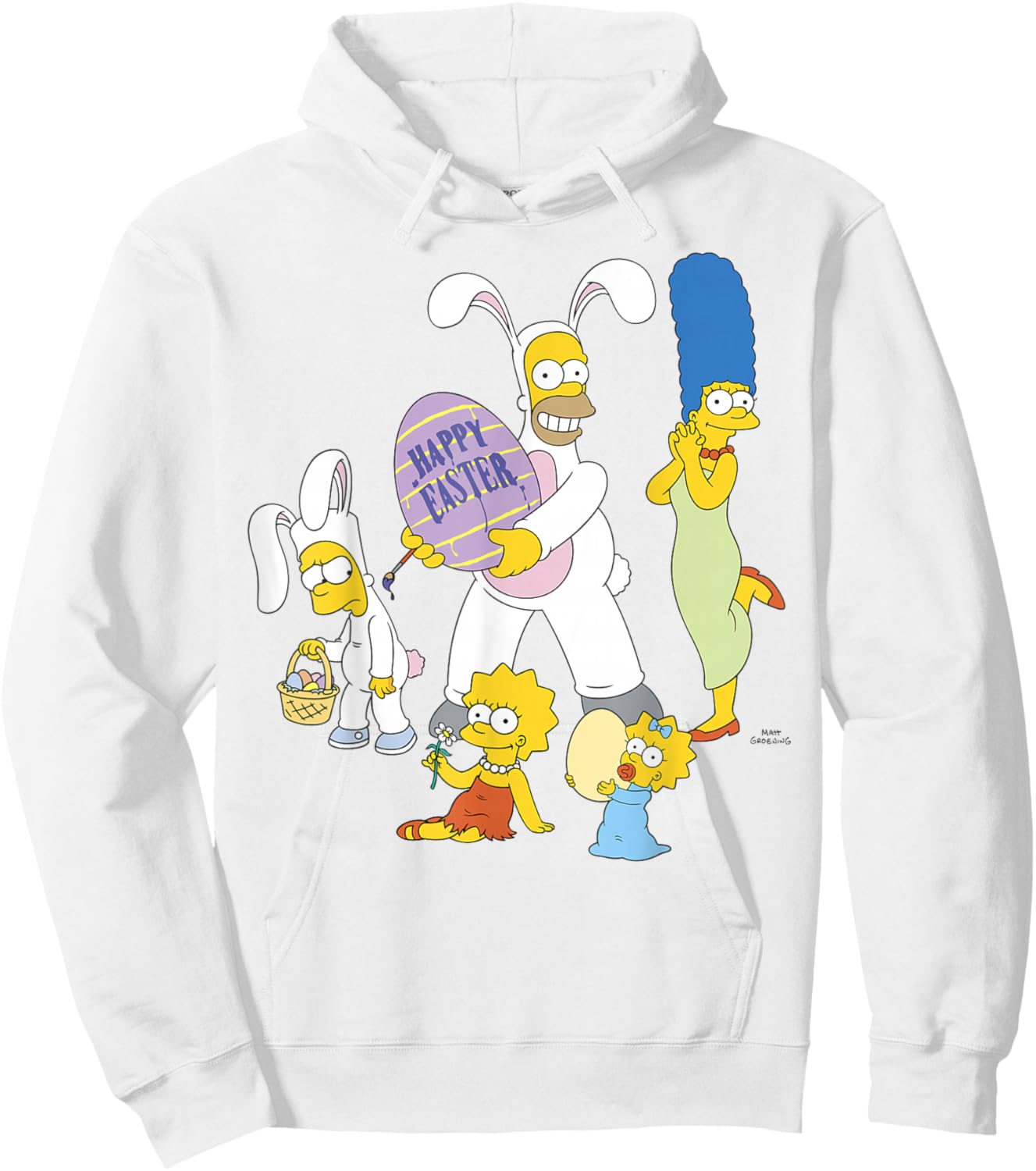 The Simpsons Happy Easter Family Wearing Bunny Costumes Hoodie - Hoodie | White