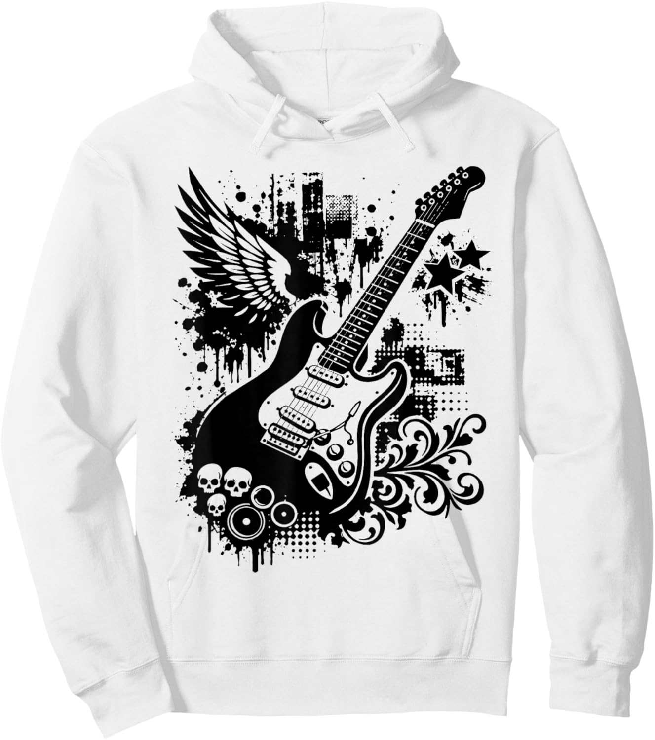 Frutiger Metro - Y2K Electric Guitar Hoodie - Hoodie | White
