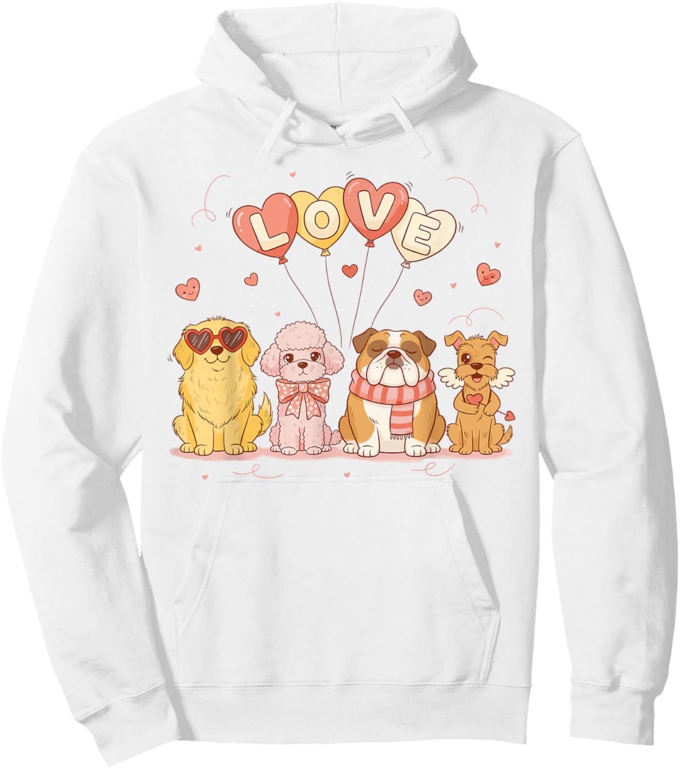 Cute Valentine Dogs Love Balloons Valentine's Day Hoodie - Hoodie | White