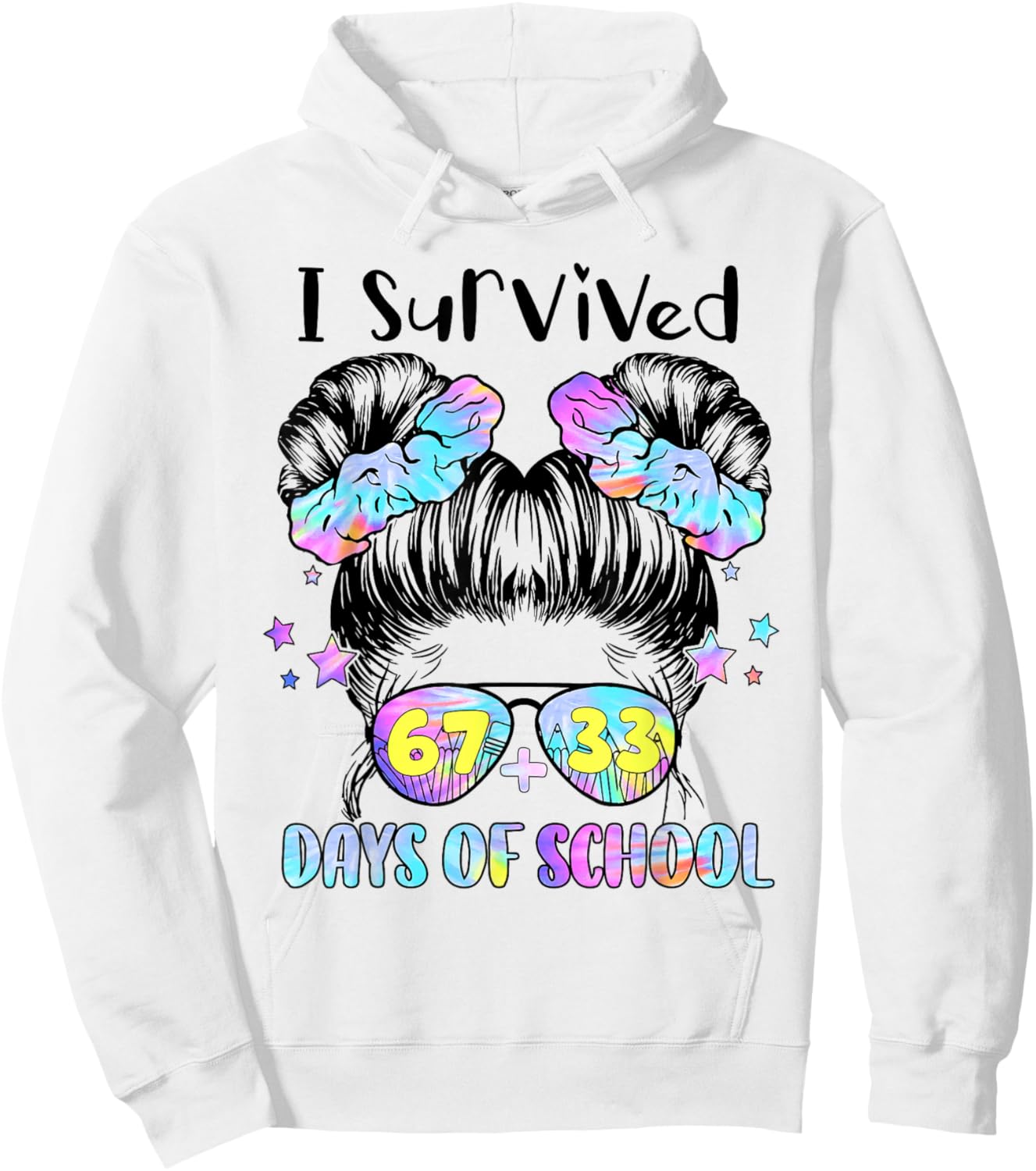 I Survived 67 33 Days of School 100th Day of School Girl Kid Hoodie - Hoodie | White