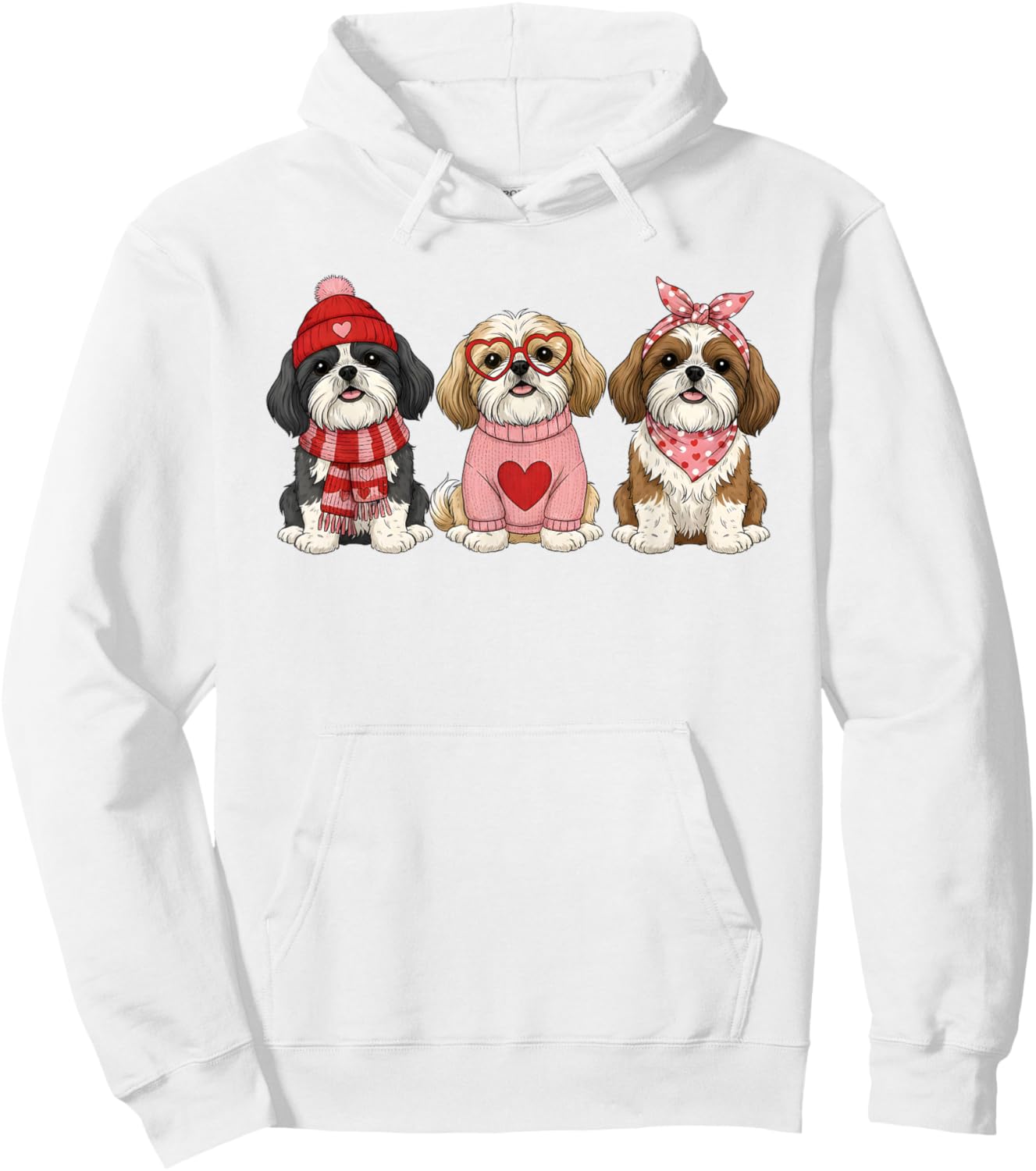 Cute Shih Tzu Valentine Dog Hoodie - Hoodie | White