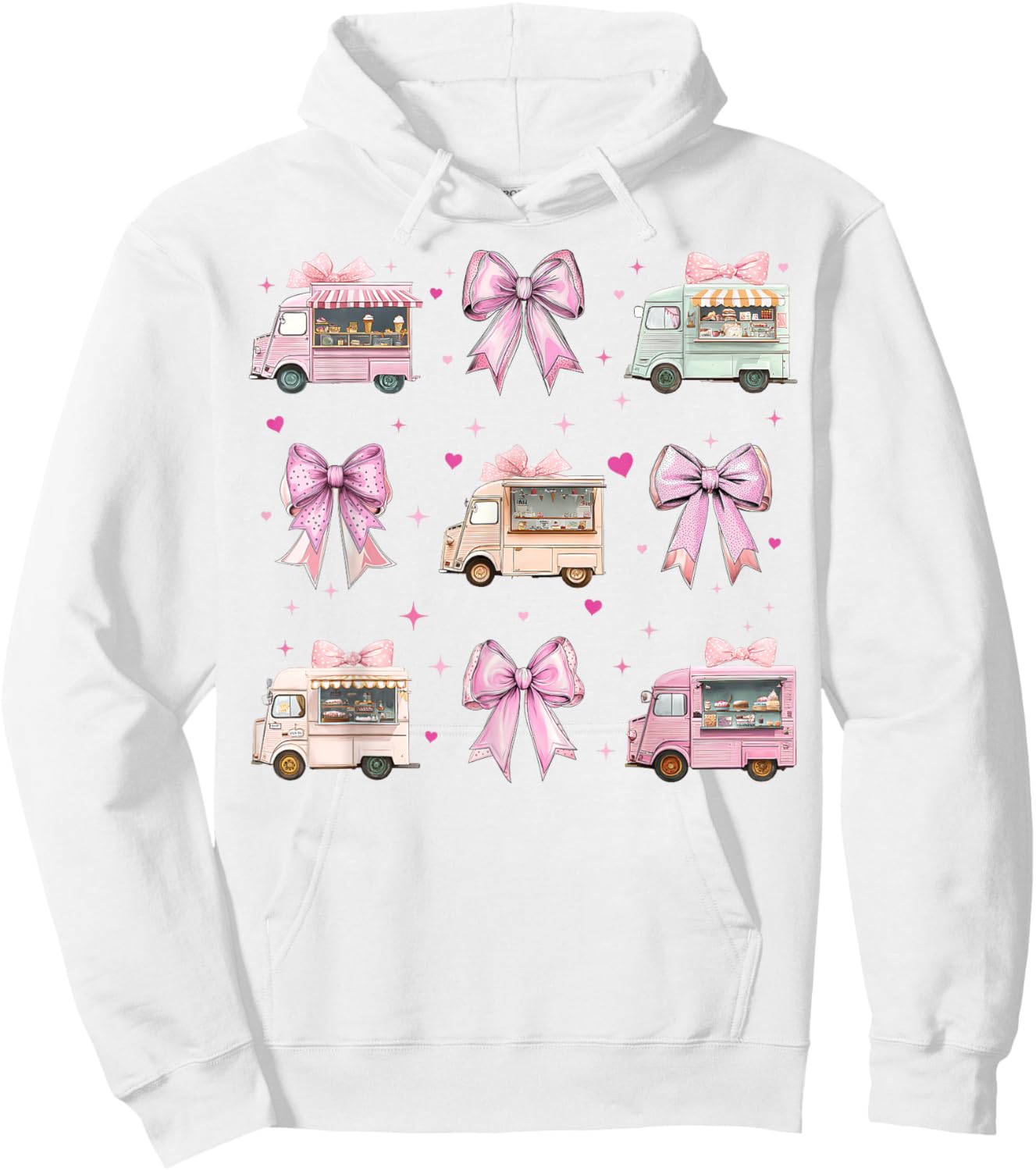 Food Truck Owner Girl Pink Coquette Bow Hoodie - Hoodie | White