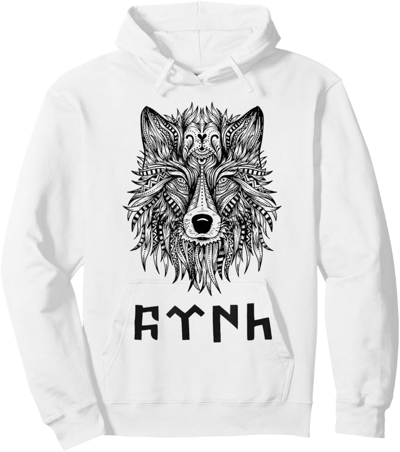Türk Quote with Göktürk Letters & Köktürk Bozkurt Head Hoodie - Hoodie | White