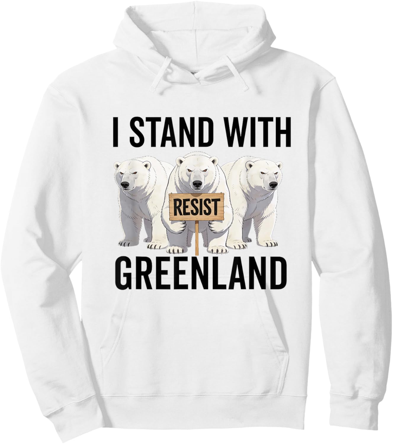 I Stand with Greenland Protest Polar Bear Greenland Denmark Hoodie - Hoodie | White