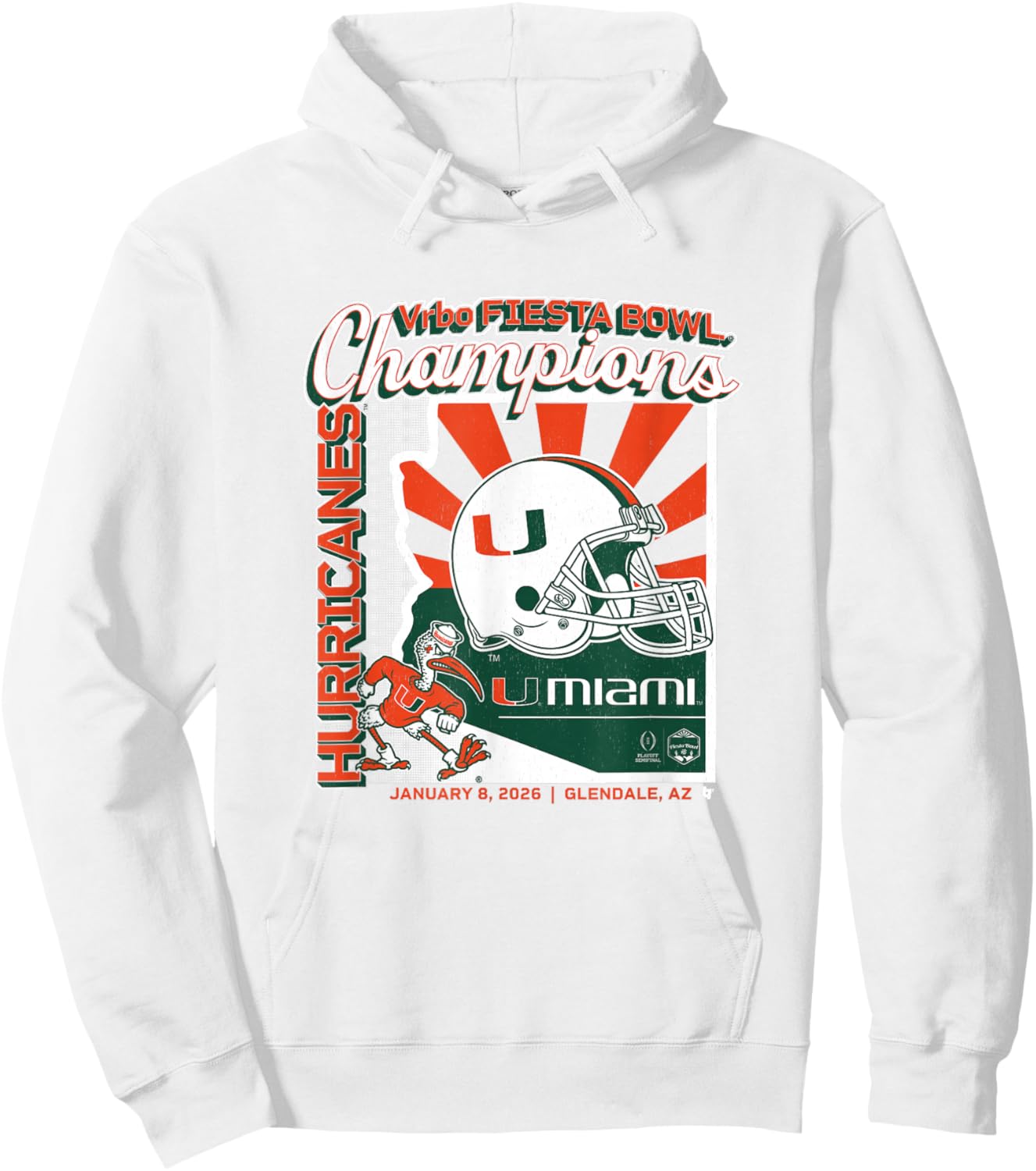 Miami Football: CFP Fiesta Bowl Champions Hoodie - Hoodie | White