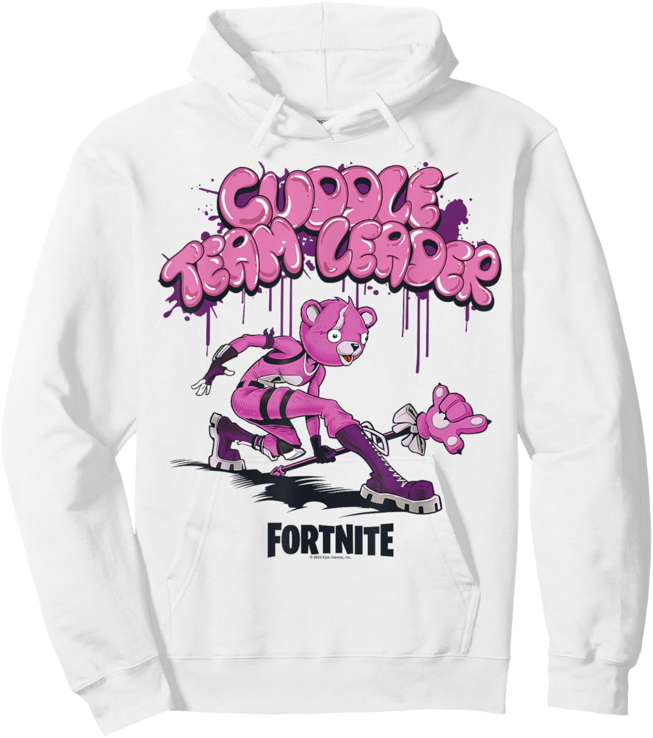 Fortnite Cuddle Team Leader Bubble Text Attack Pose Hoodie - Hoodie | White