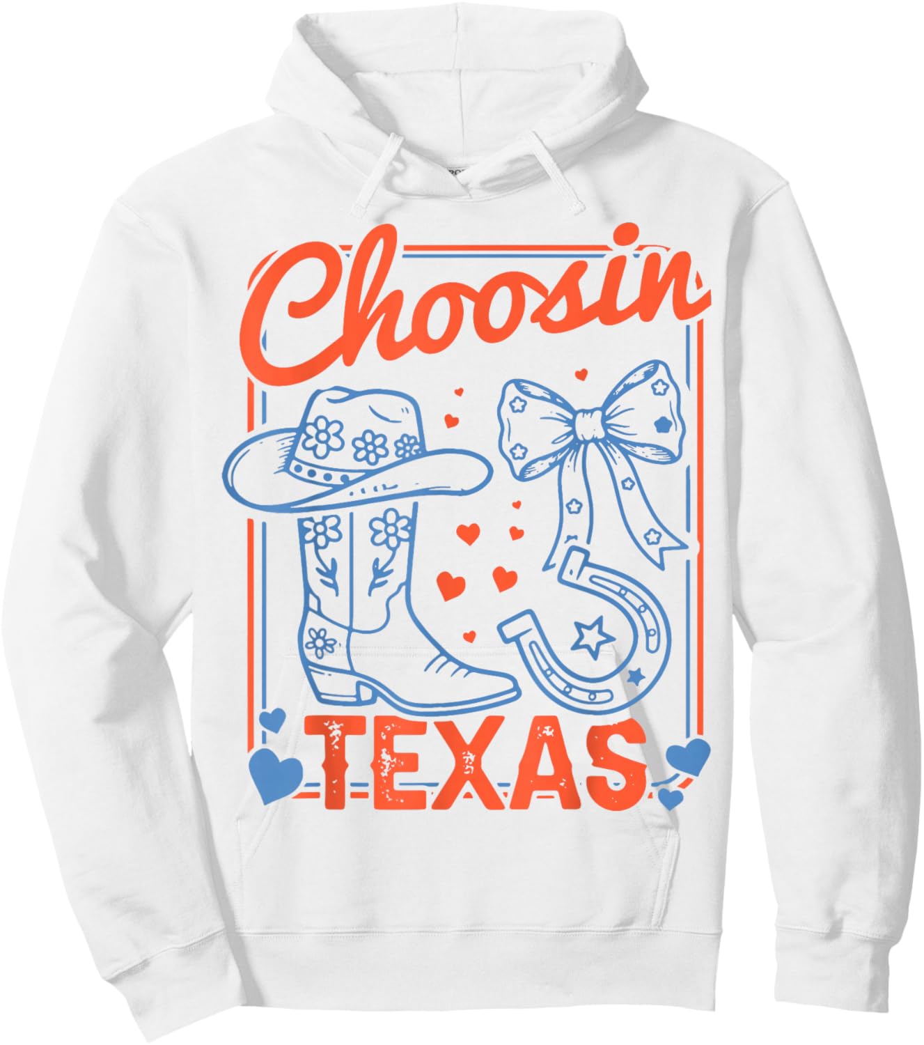Choosin Texas , Western Cowgirl Boot Bow Hoodie - Hoodie | White