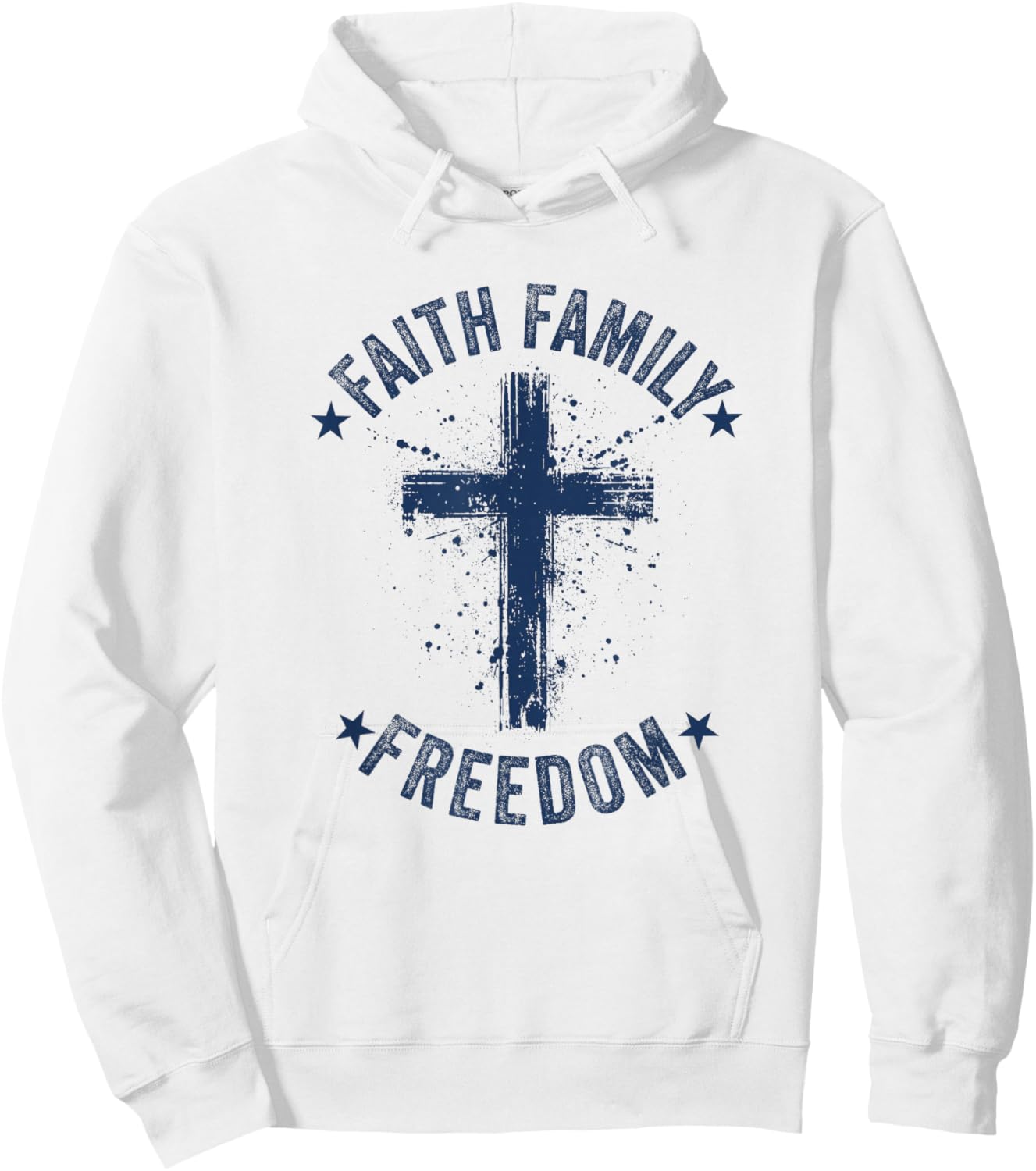 Faith Family Freedom American Flag Patriot USA Christian Hoodie - Hoodie | White