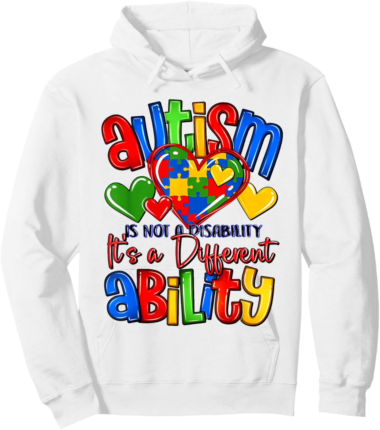 Autism is Not A Disability It's A Different Ability Puzzle Hoodie - Hoodie | White