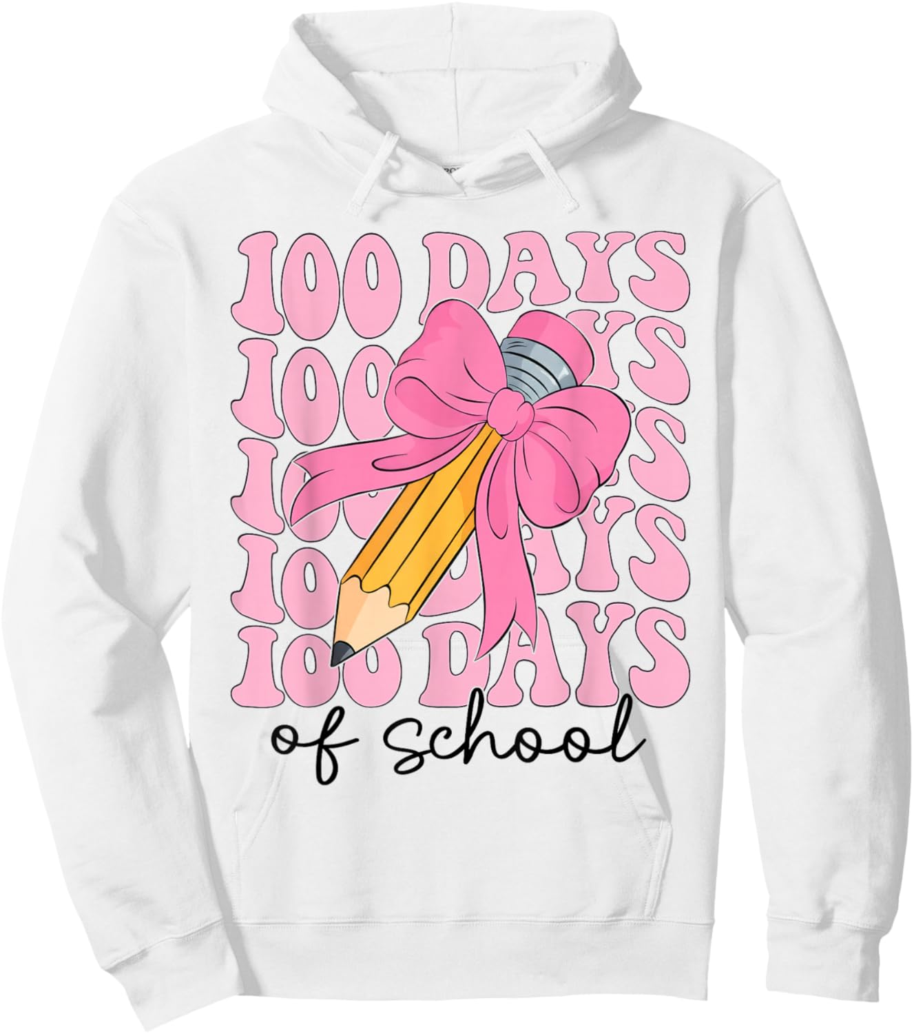 Coquette Bow 100 Days of School Teacher 100th Day of School Hoodie - Hoodie | White
