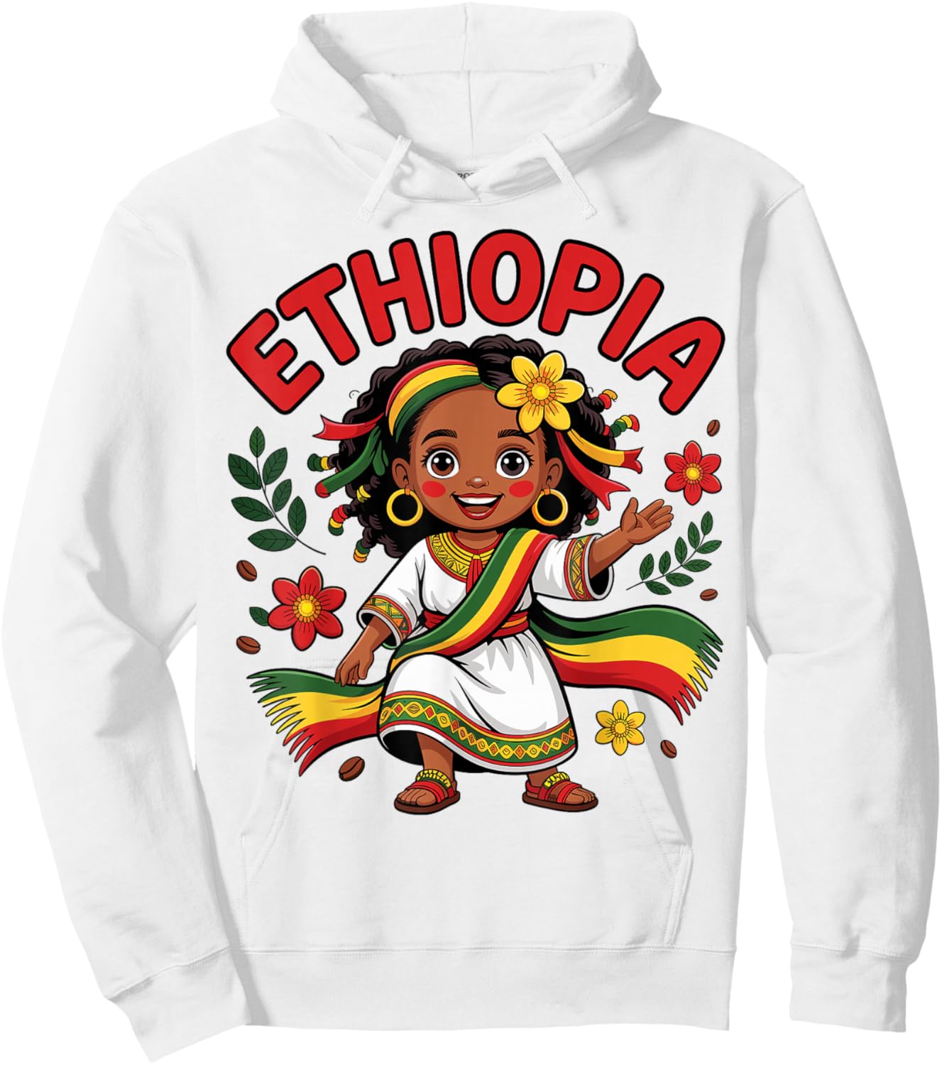 Cute Ethiopian Girl in Traditional Dress for Kids Hoodie - Hoodie | White