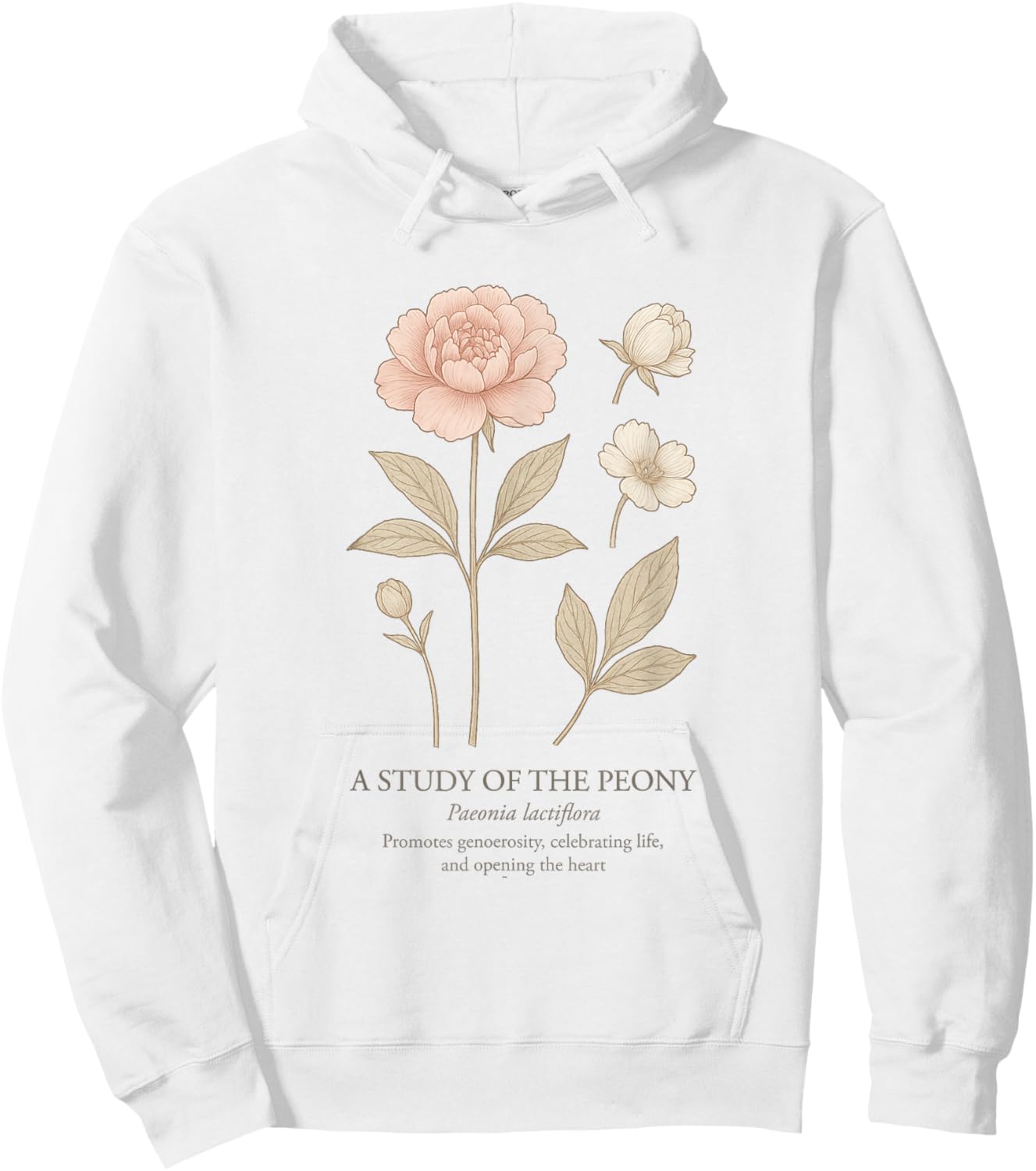 A Study of The Peony Flower Botanical Illustration Style Hoodie - Hoodie | White