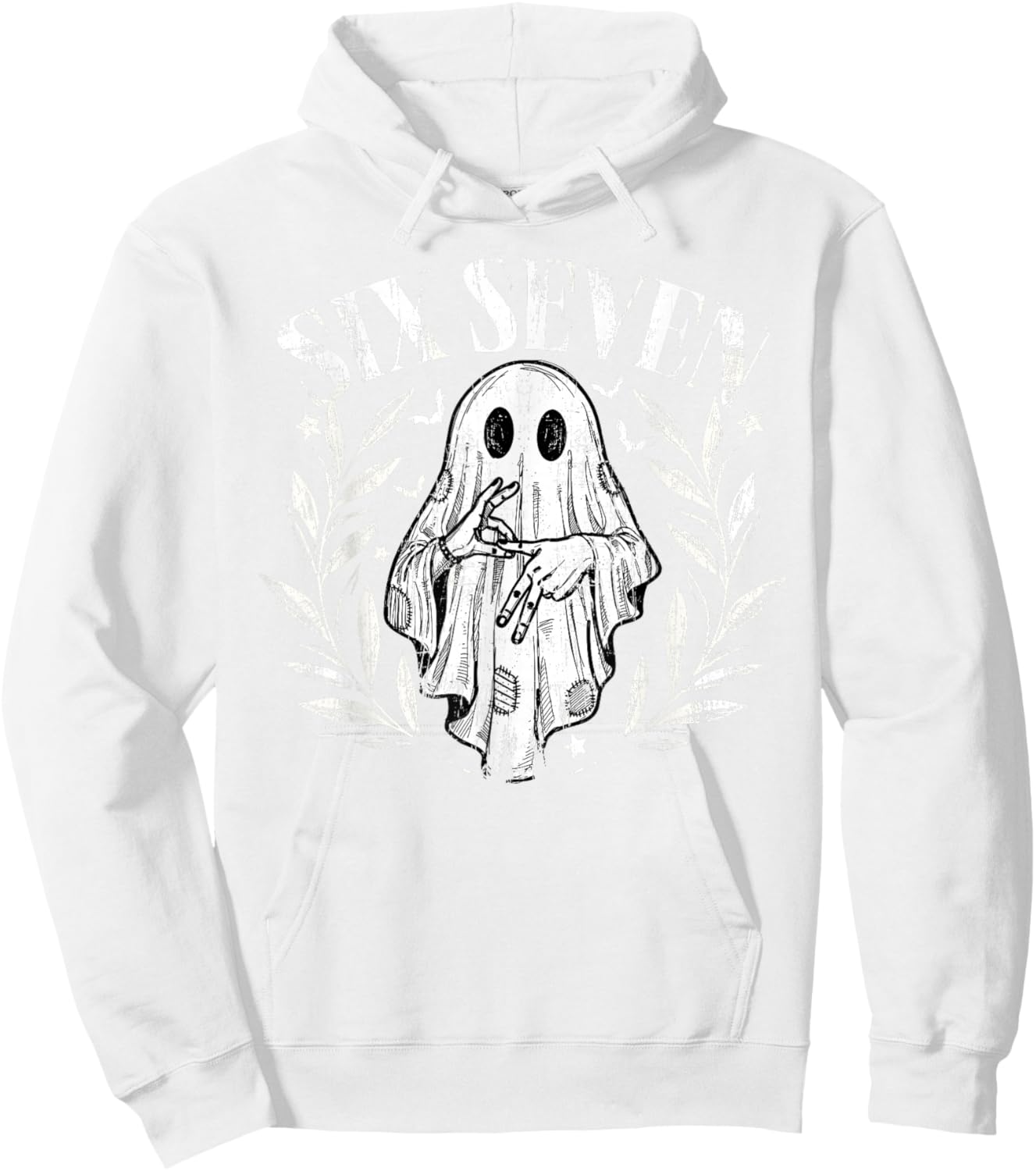 Fun Six Seven Meme 6 7 Halloween Ghost Costume Hoodie - Hoodie | White