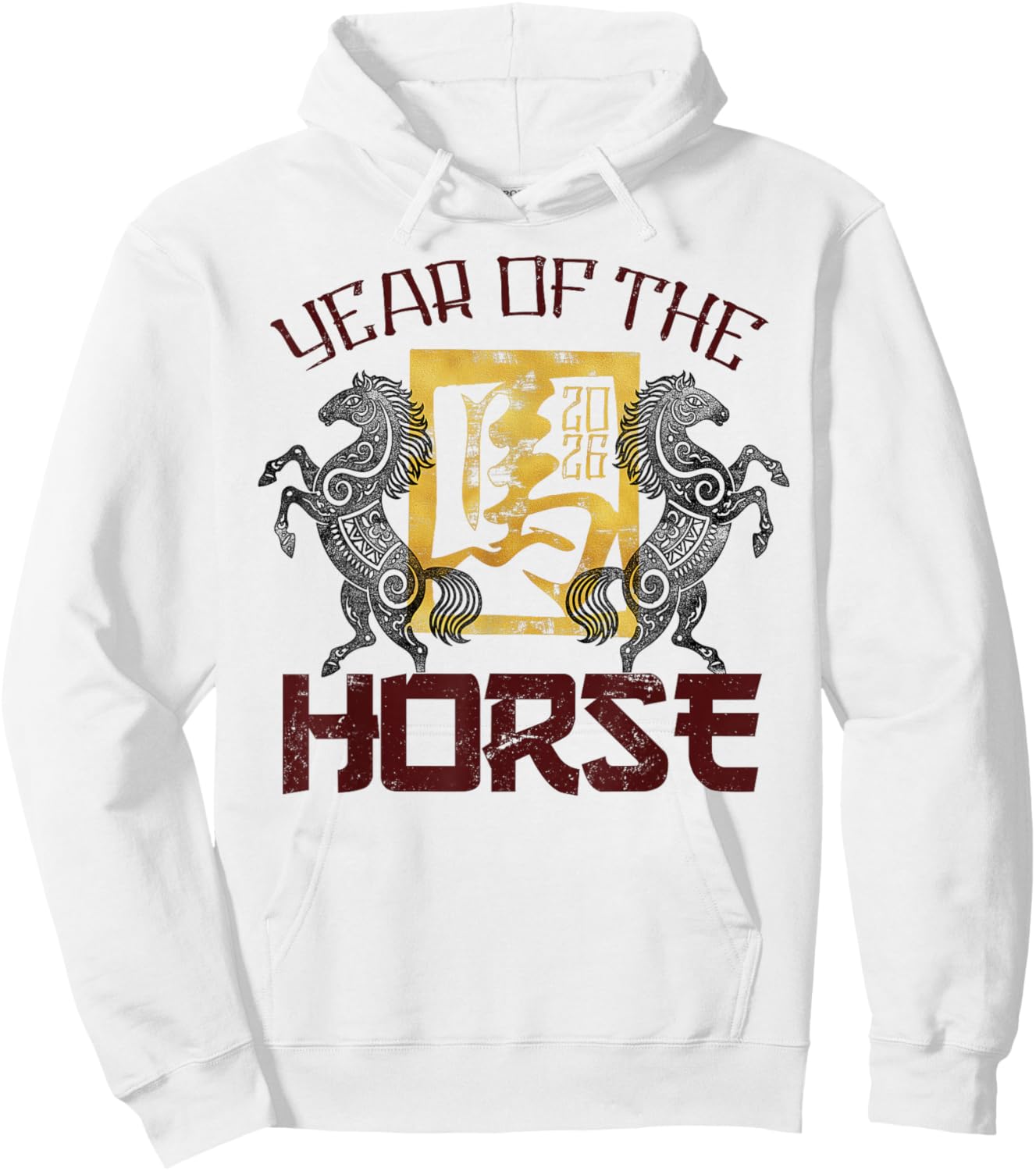 2026 Year of The Horse Chinese Zodiac Chinese New Year Hoodie - Hoodie | White