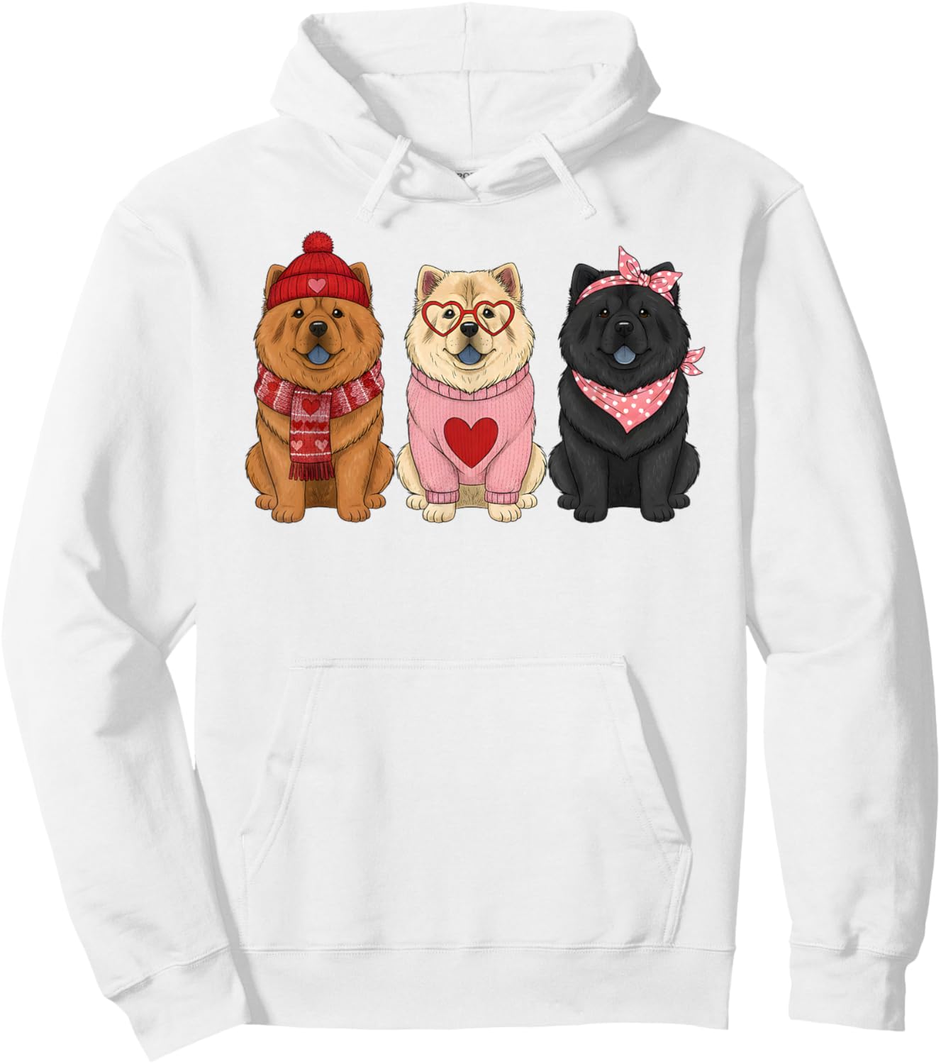 Cute Chow Chow Valentine Dog Hoodie - Hoodie | White