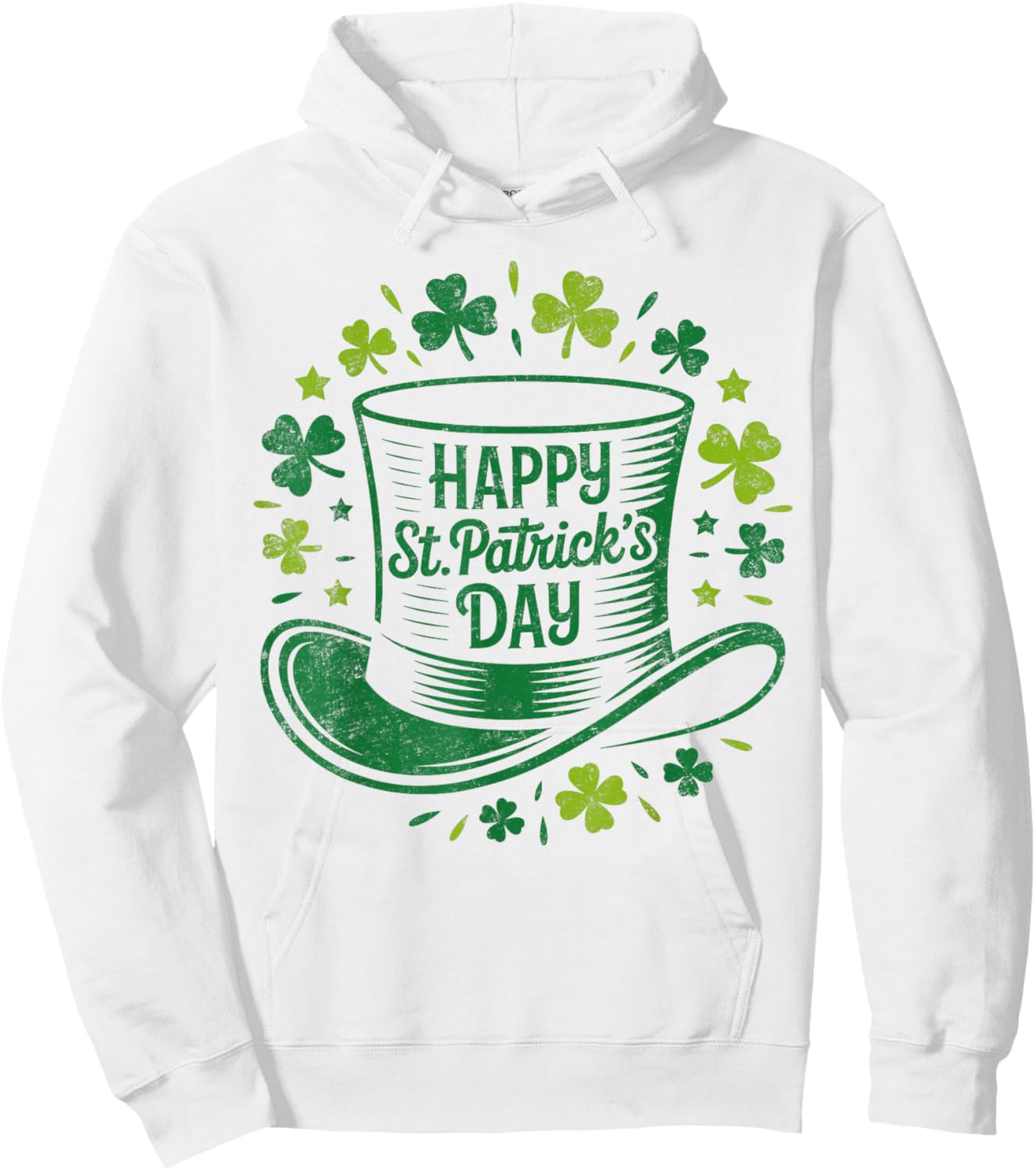 Vintage Happy St Patricks Day Hoodie - Hoodie | White