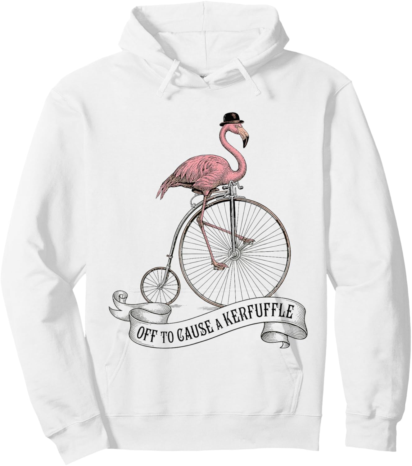 Off to Cause A Kerfuffle Flamingo Funny Birds Vintage Retro Hoodie - Hoodie | White