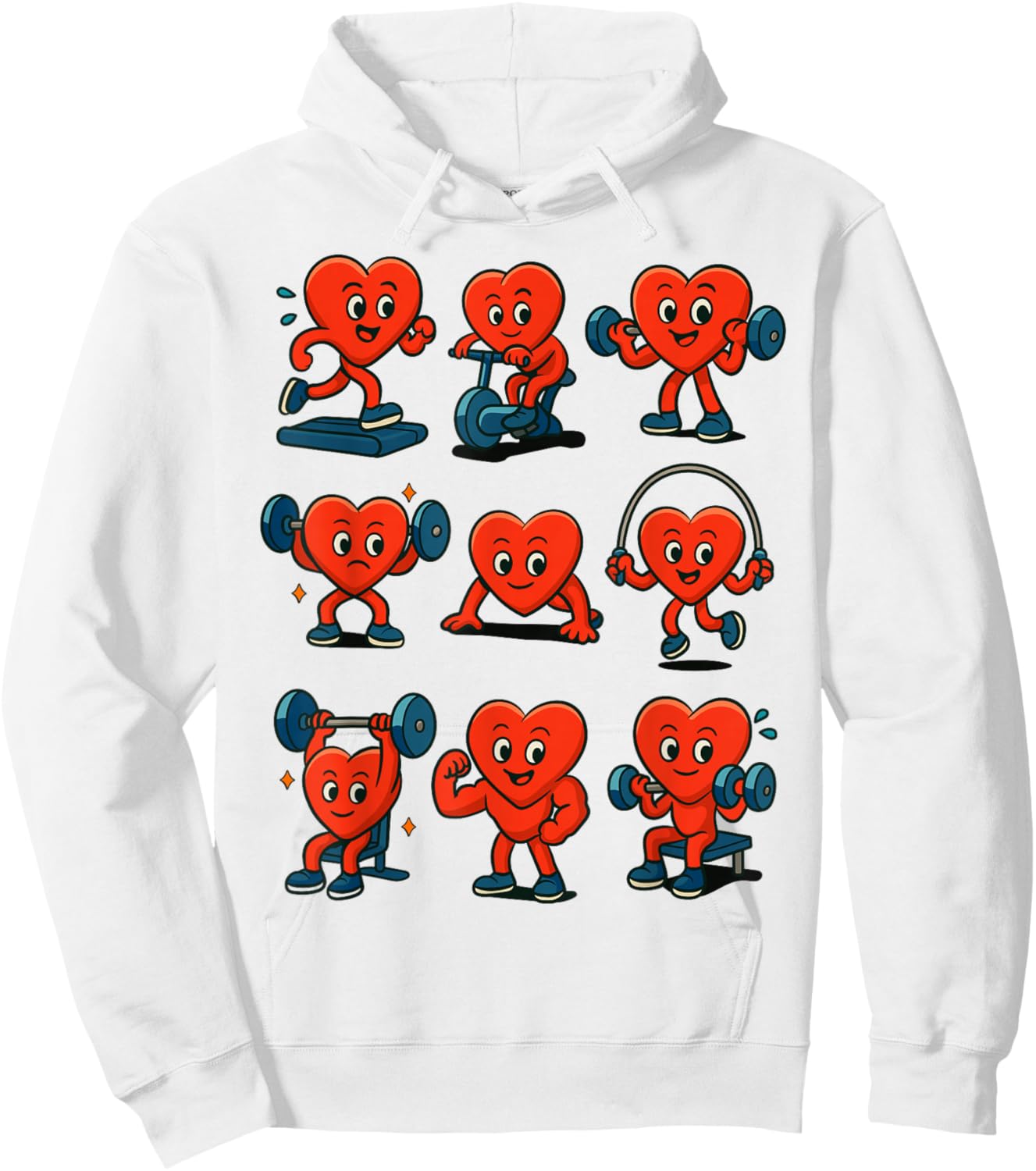Heart Fitness Collection Gym Workout Weightlifting Valentine Hoodie - Hoodie | White