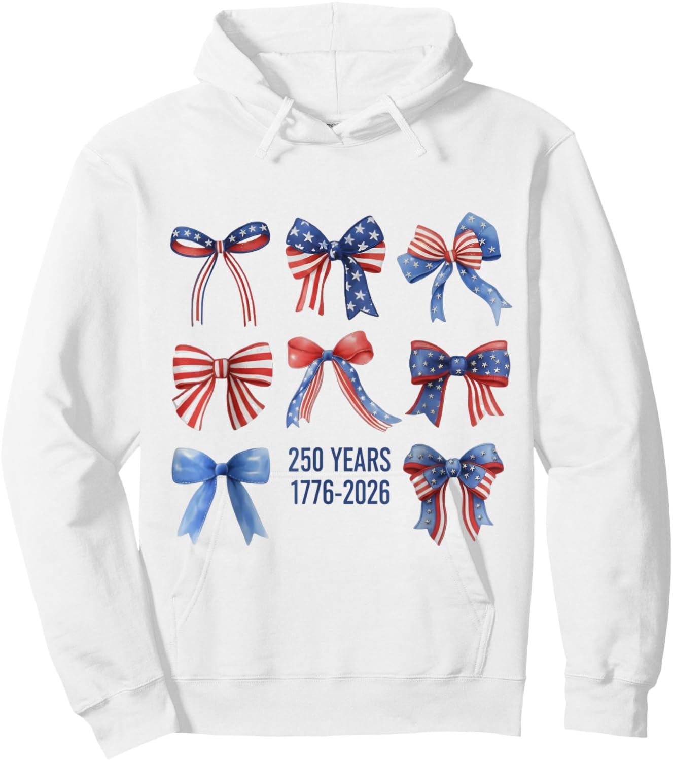Bows American Flag 250 Years 1776-2026 250th Birthday Hoodie - Hoodie | White