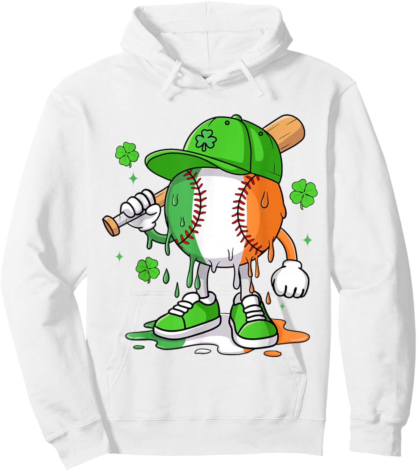 Boys St Patricks Day Irish Flag Kids Baseball Ice Cream Drip Hoodie - Hoodie | White