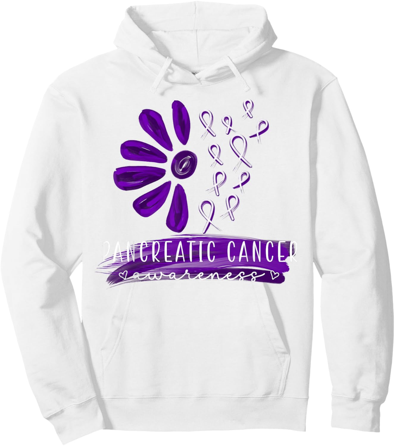Pancreatic Cancer Awareness Support Purple Flower Petals Hoodie - Hoodie | White