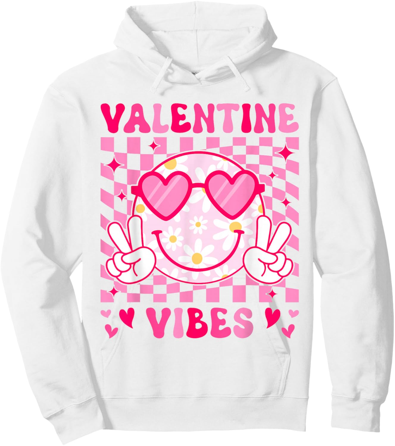 Groovy Valentine Vibes Women Teens Girls Kid Flower Hoodie - Hoodie | White