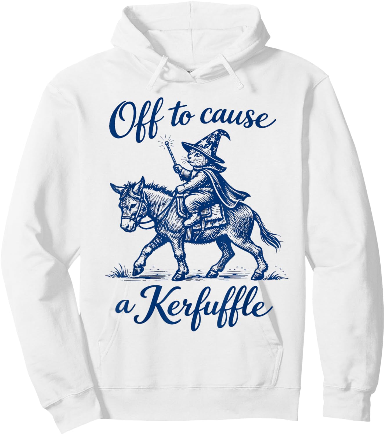 Funny Cat Donkey Bear Graphic Off to Cause a Kerfuffle Hoodie - Hoodie | White