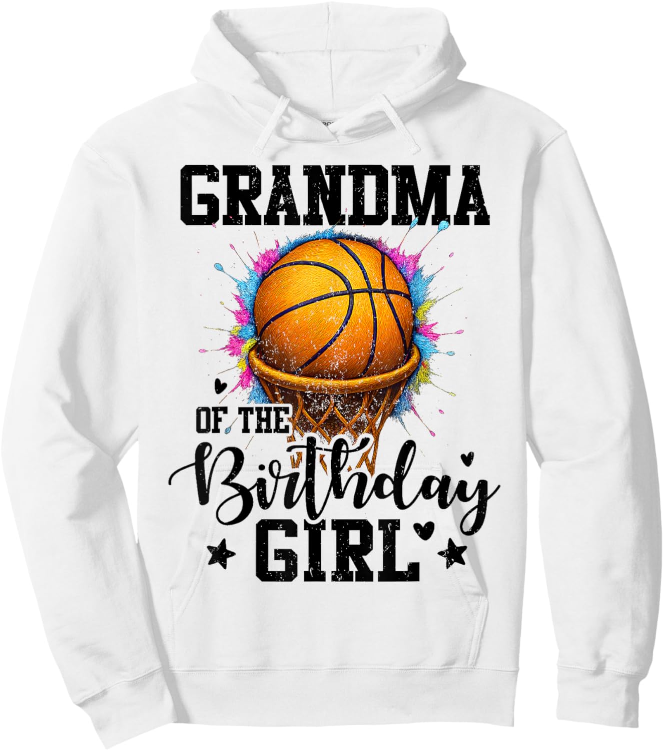 Grandma of The Birthday Girl Basketball Colorful Matching Hoodie - Hoodie | White