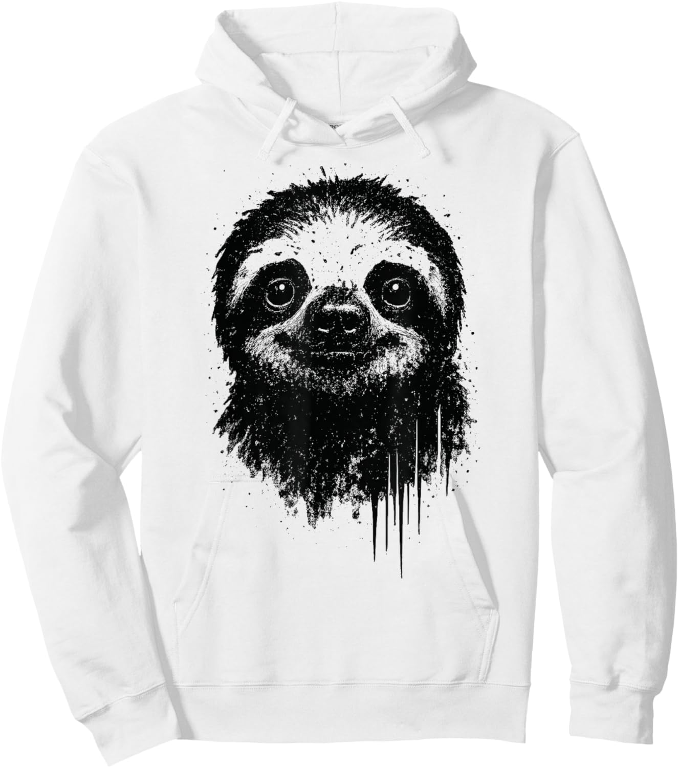 Sloth Ink Art Grunge Jungle Wildlife Portrait Lazy Animal Hoodie - Hoodie | White