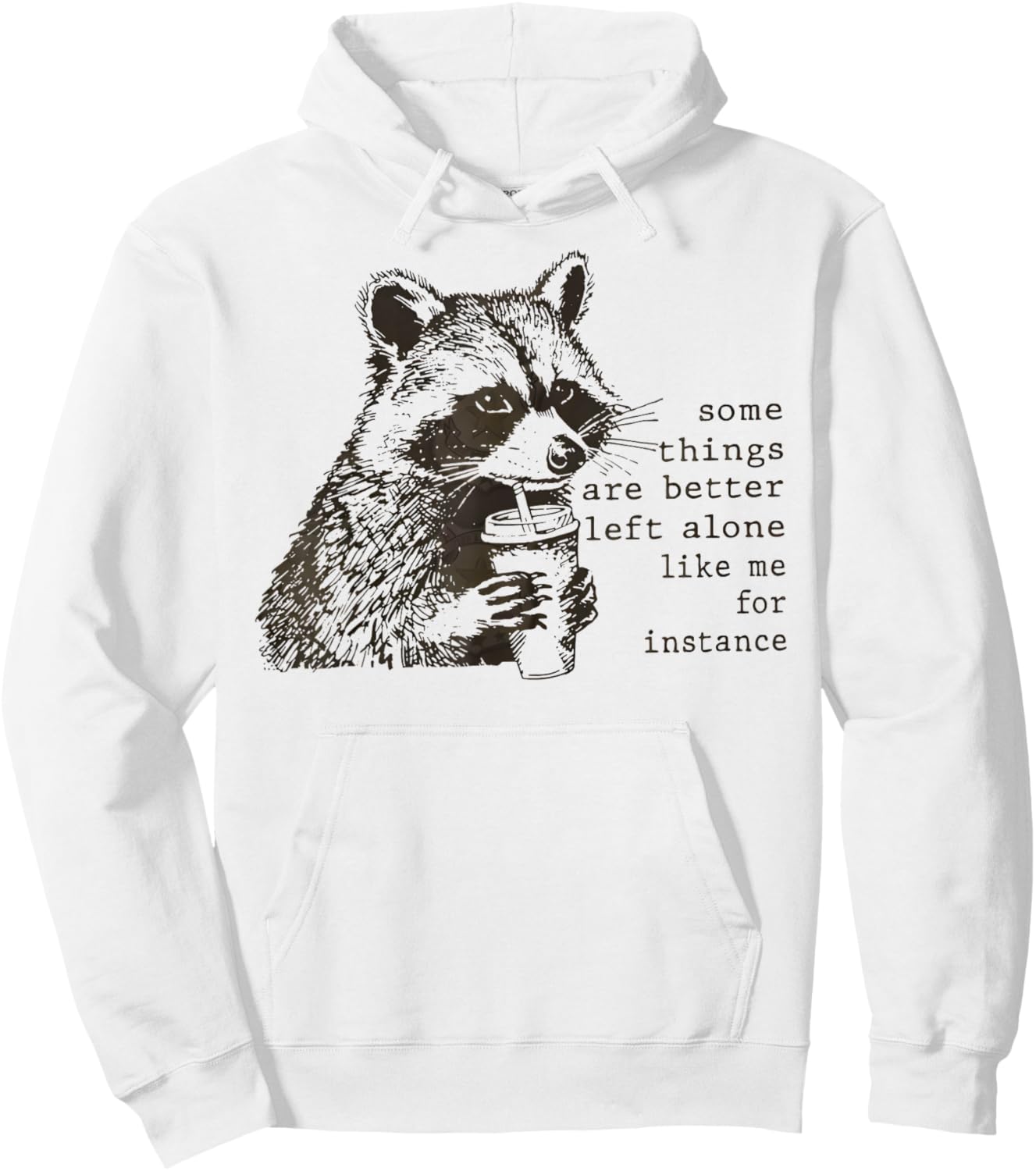 Retro Some Things are Better Left Alone Raccoon Hoodie - Hoodie | White