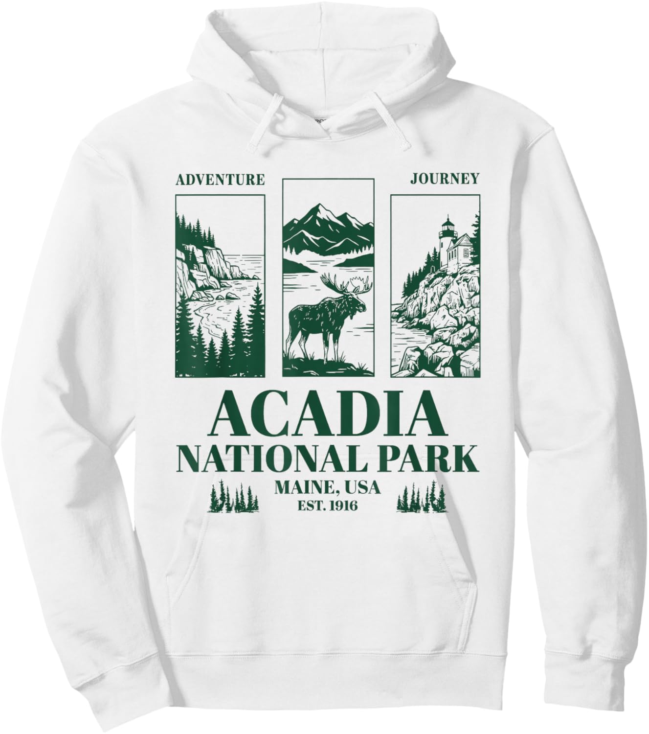 Acadia National Park Maine Retro Vintage Nature Graphic Hoodie - Hoodie | White