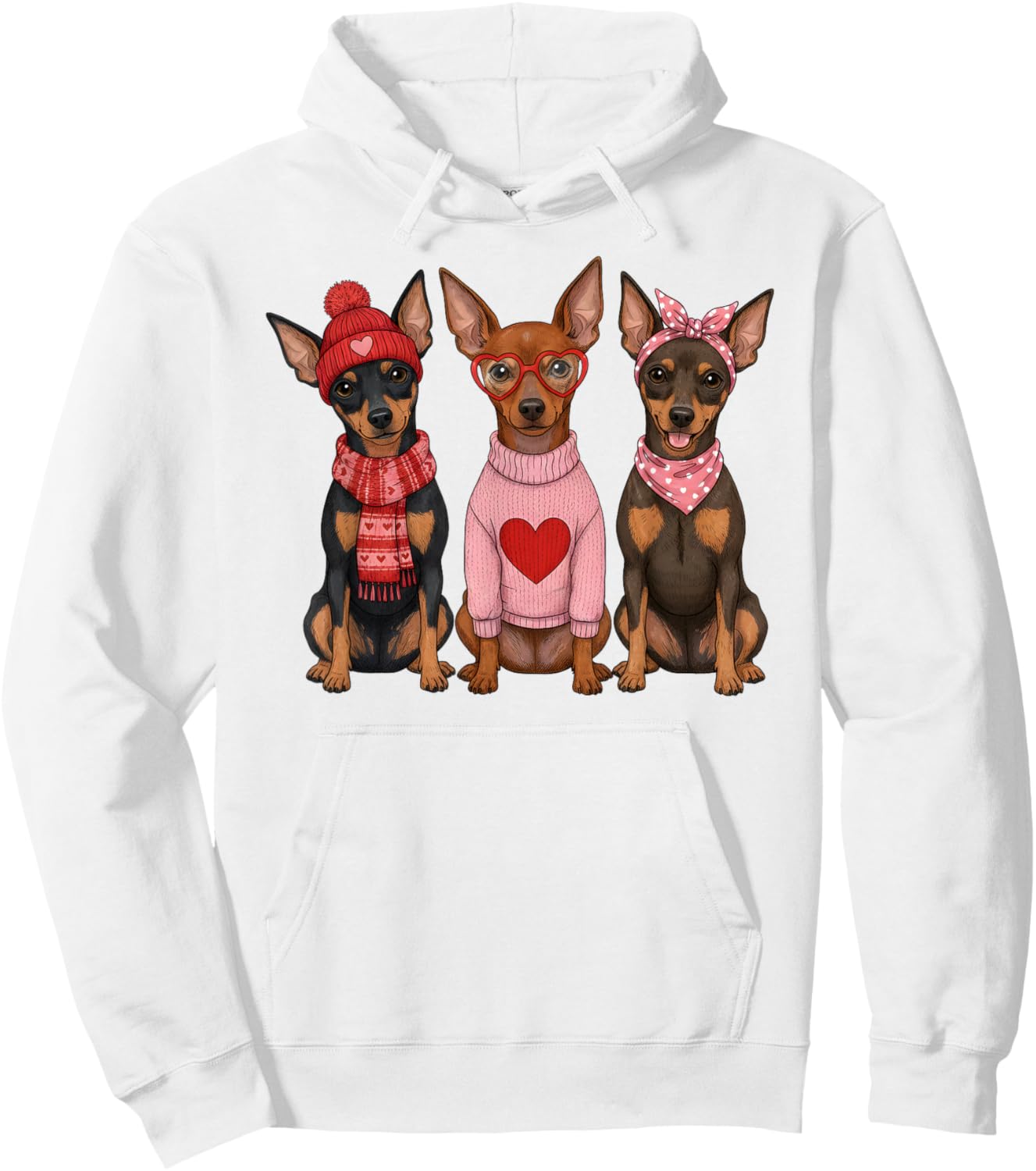 Cute Miniature Pinscher Valentine Min Pin Dog Hoodie - Hoodie | White