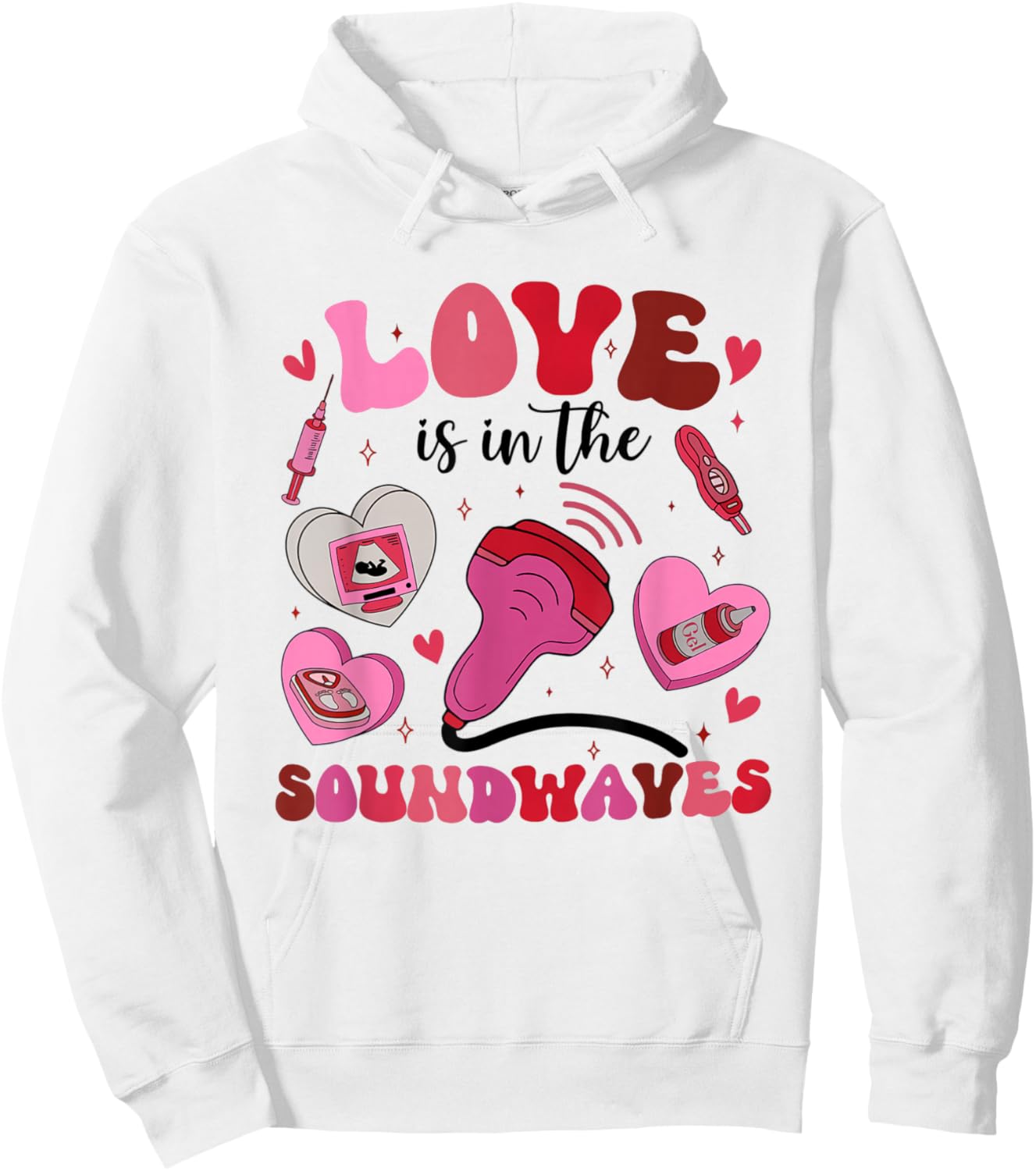Retro Ultrasound Technologist Valentine Sonographer RDMS Hoodie - Hoodie | White