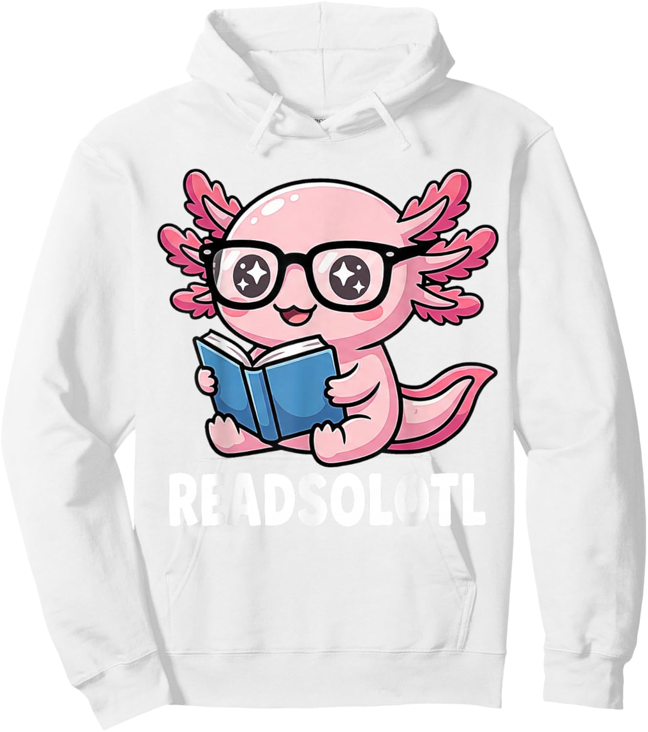 Cute Axolotl Read Books Cool Reading Kids Book Character Hoodie - Hoodie | White