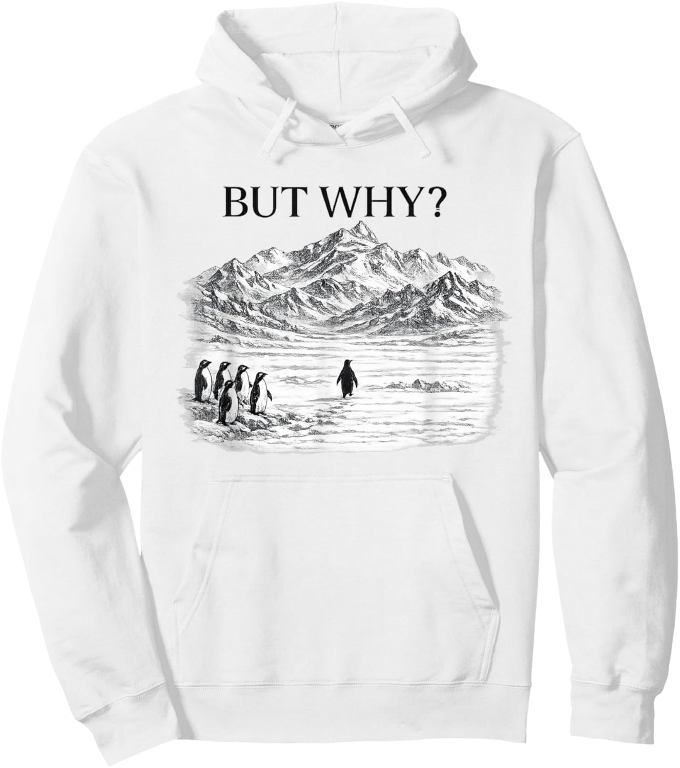 Penguin Meme But Why Mountains Hoodie - Hoodie | White