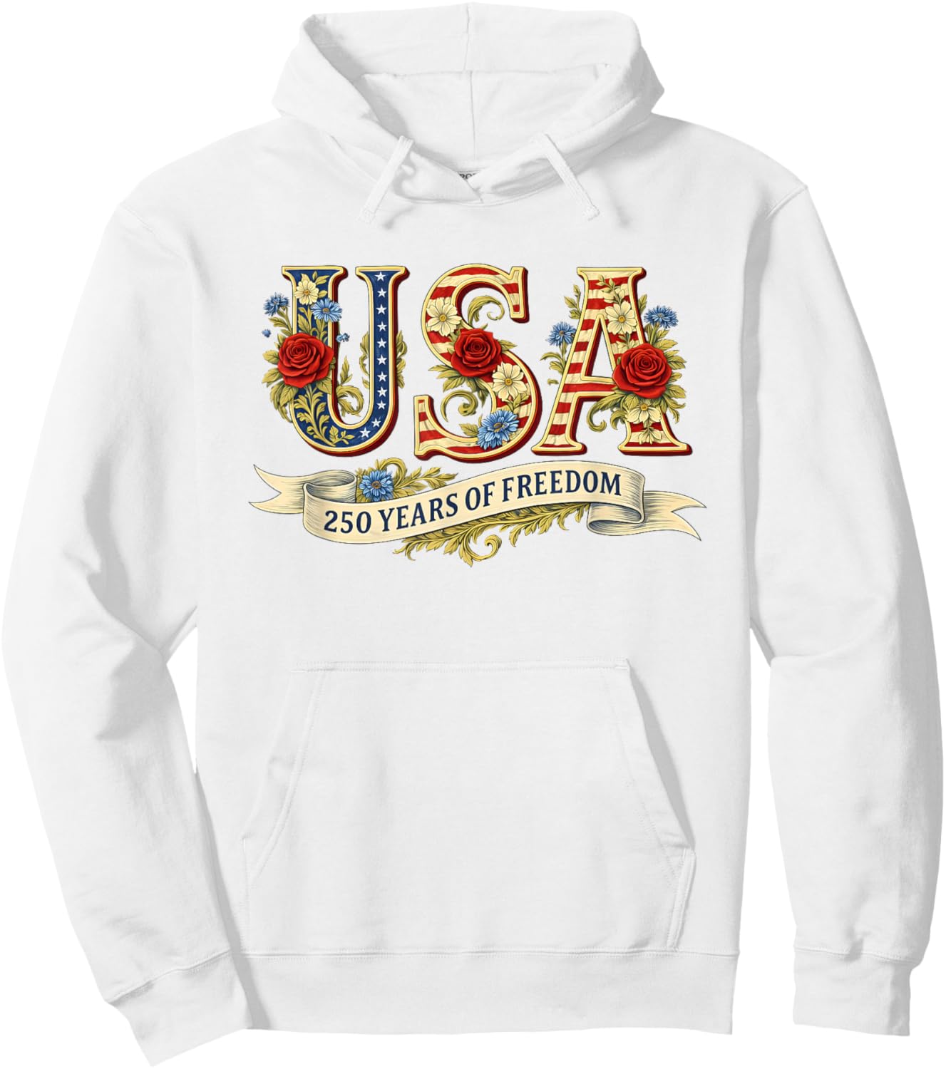 USA 250 Years of Freedom 1776 2026 America 250th Anniversary Hoodie - Hoodie | White
