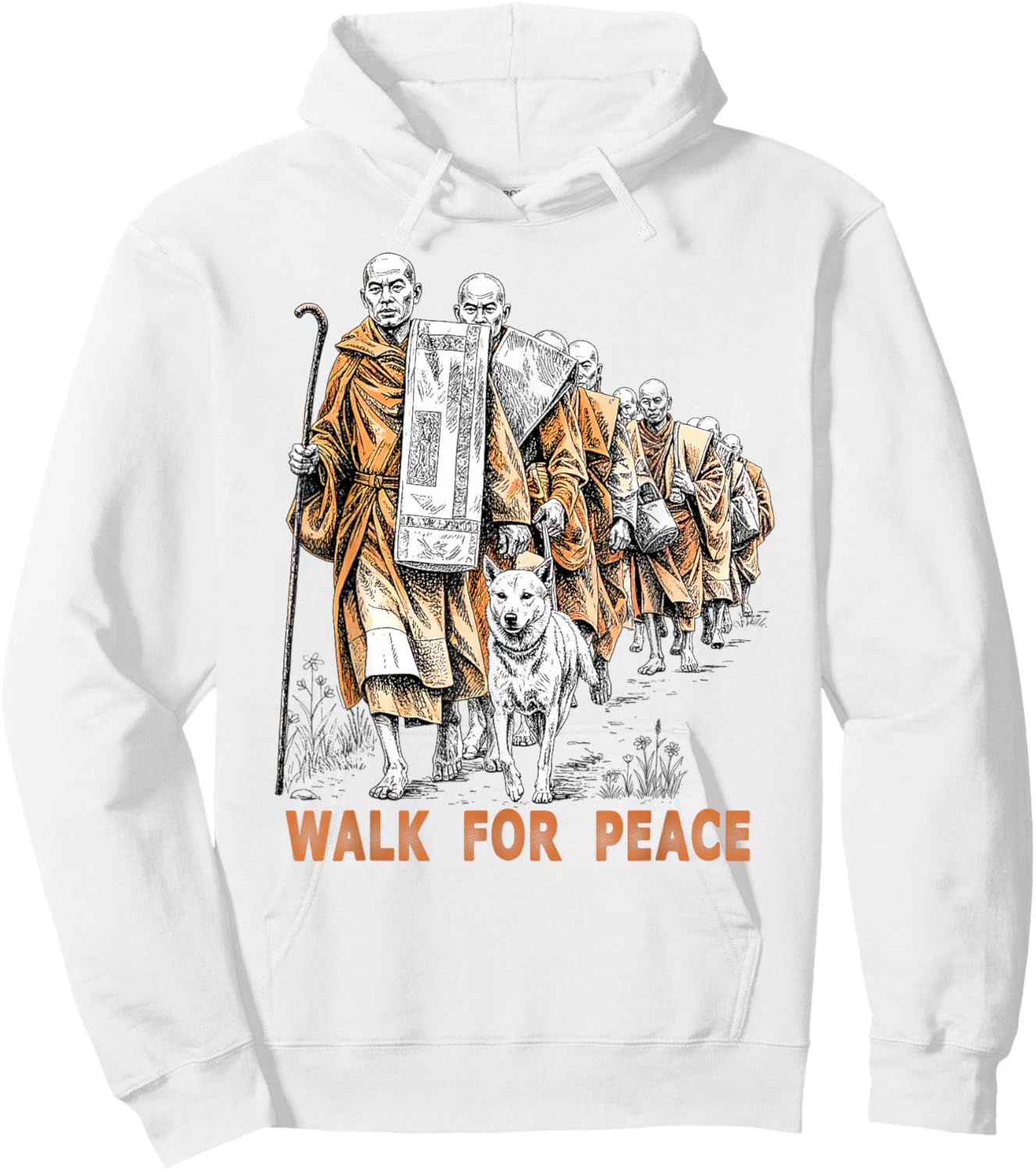 Walk for Peace Buddhist Monks Inspirational Journey Hoodie - Hoodie | White