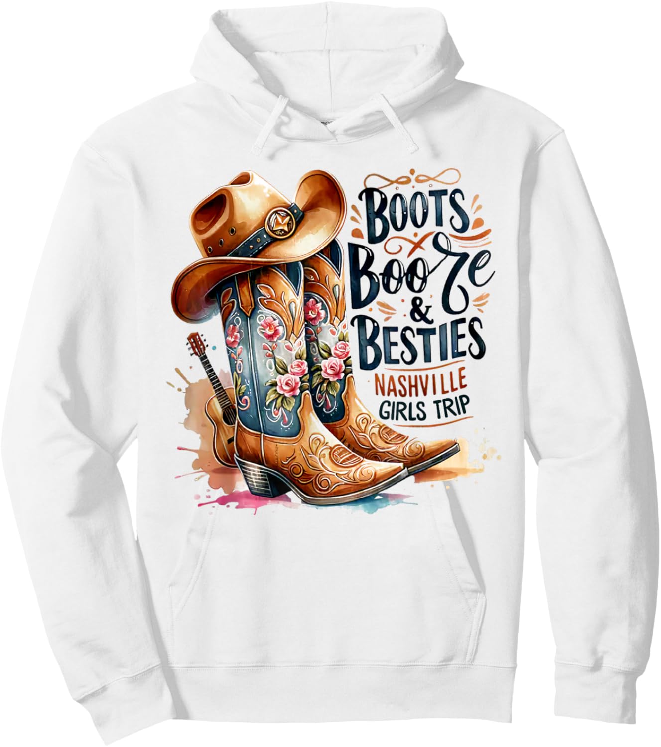 Girls Trip Nashville 2025 Weekend Boots Booze & Besties Hoodie - Hoodie | White