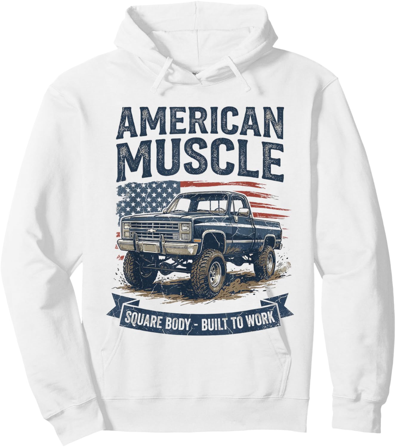 American Muscle Square Body Built to Work Hoodie - Hoodie | White