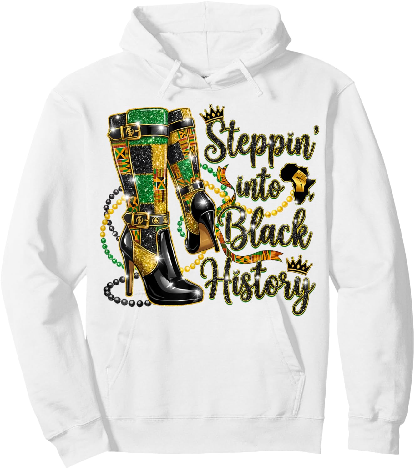 Steppin into Black History Month Boots 1865 African American Hoodie - Hoodie | White