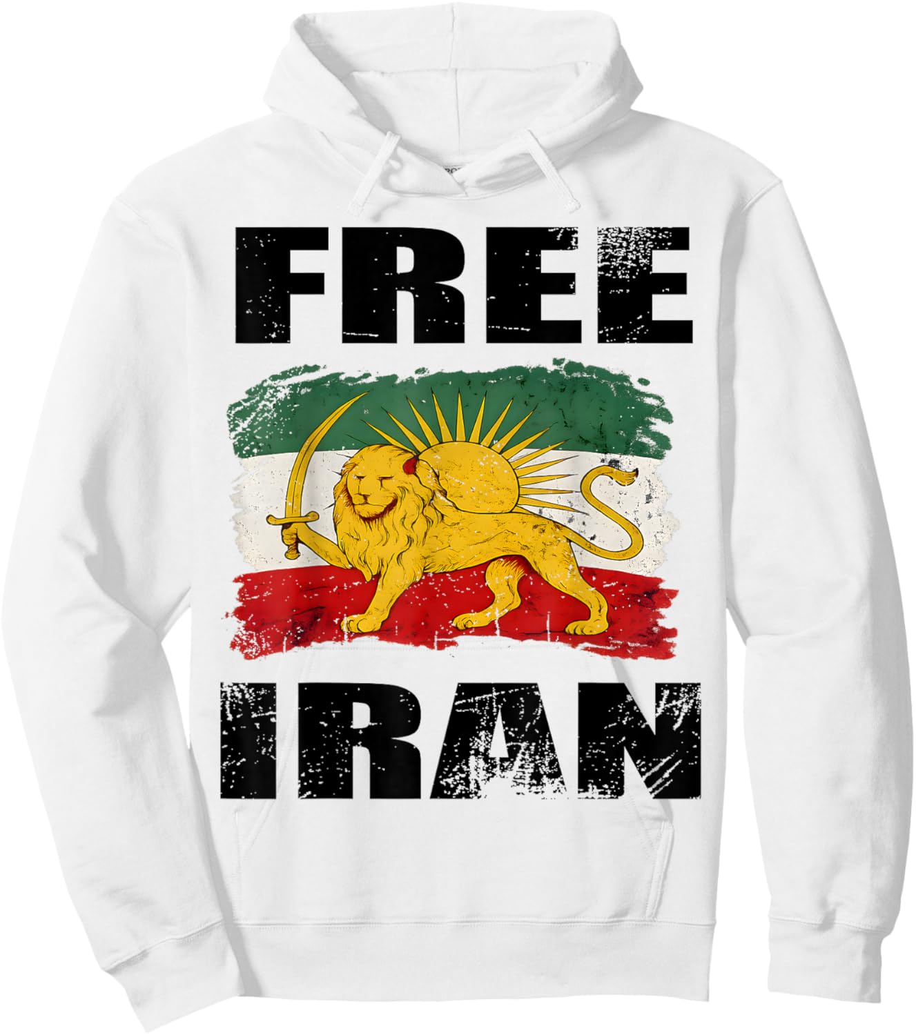 Free Iran Flag Lion Sun Persian Pride Iranian Hoodie - Hoodie | White