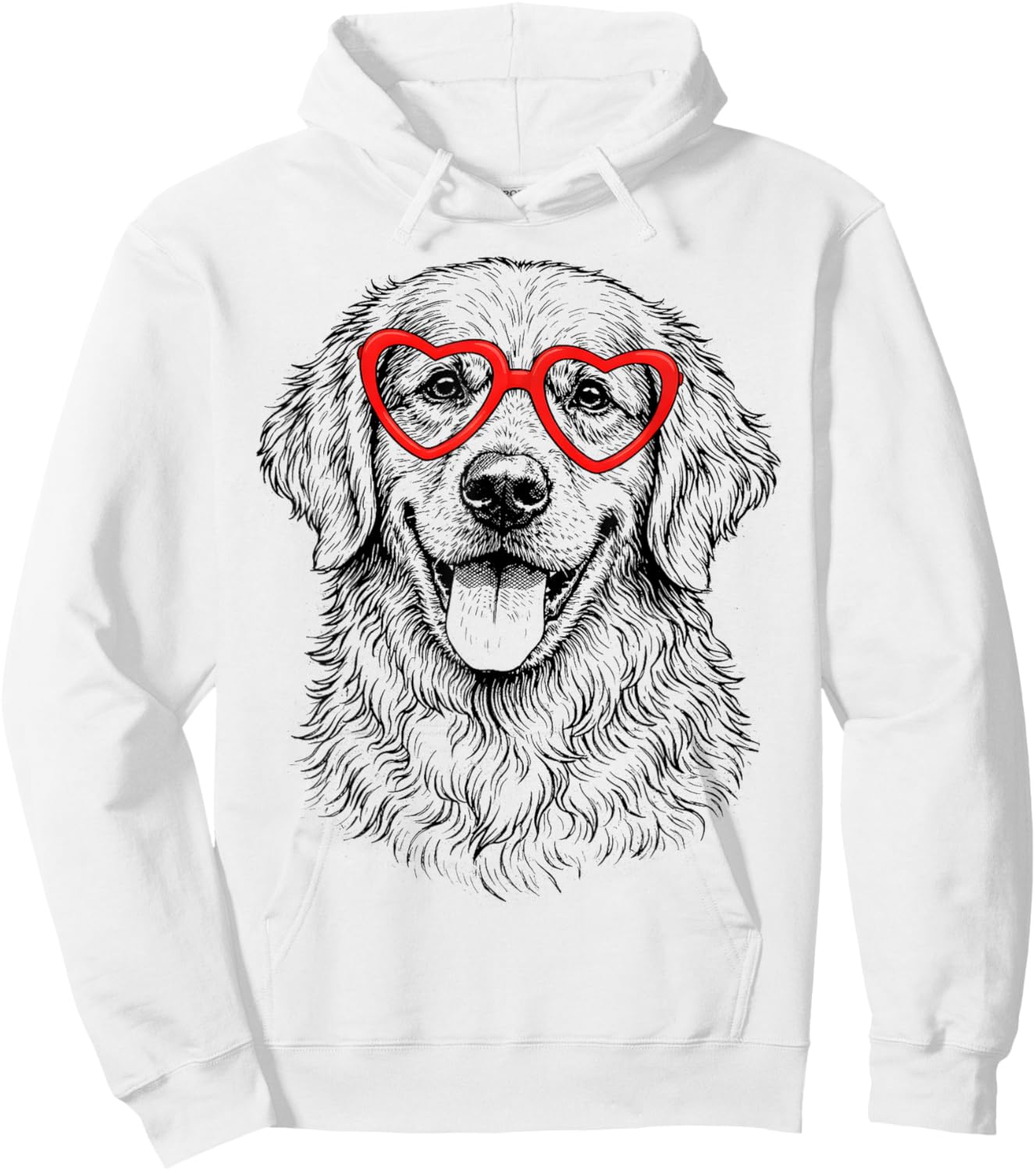 Funny Golden Retriever Face Heart Glasses Dog Valentines Day Hoodie - Hoodie | White