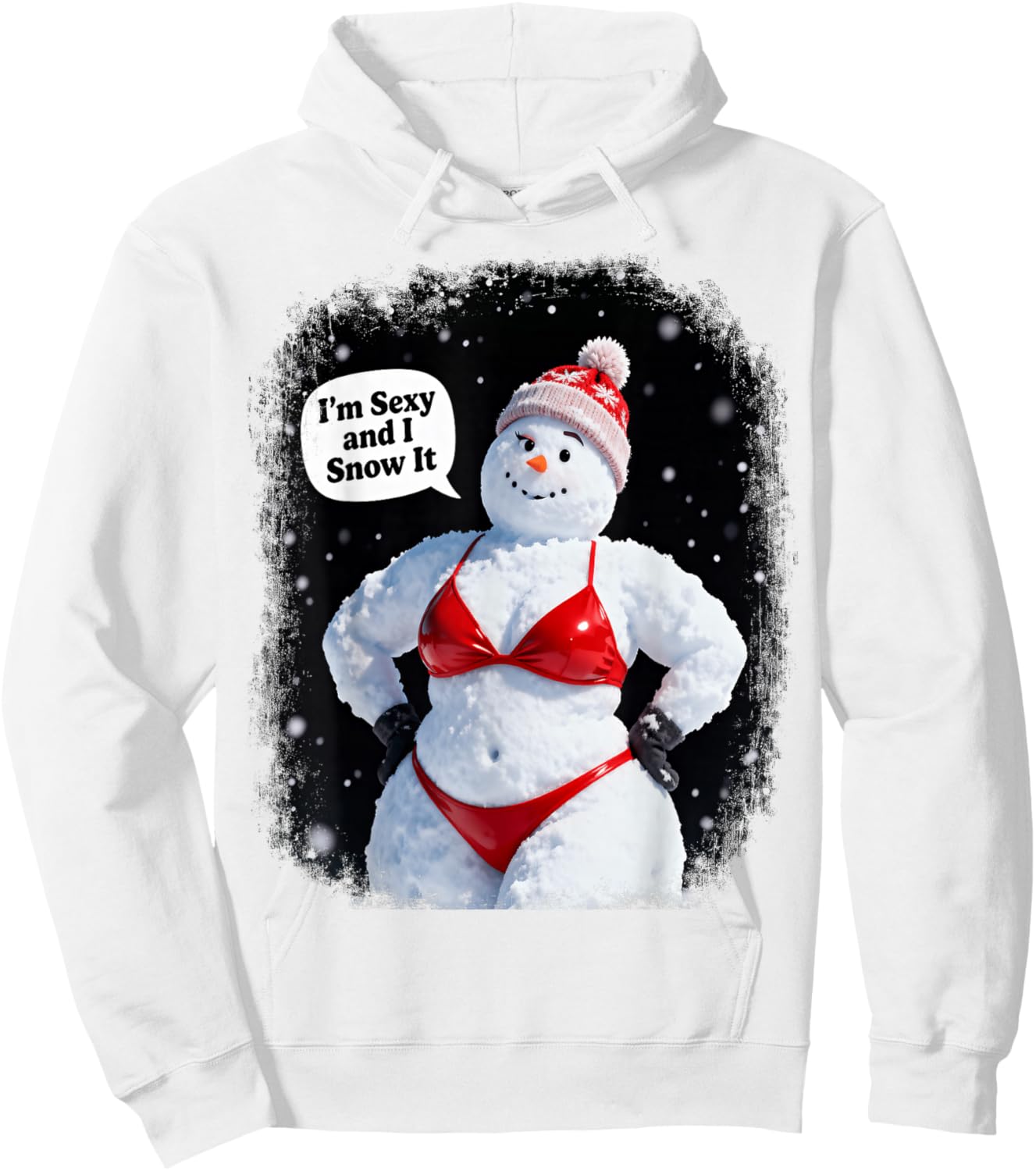 I'm Sexy and I Know it, Funny Christmas Snowwoman Hoodie - Hoodie | White