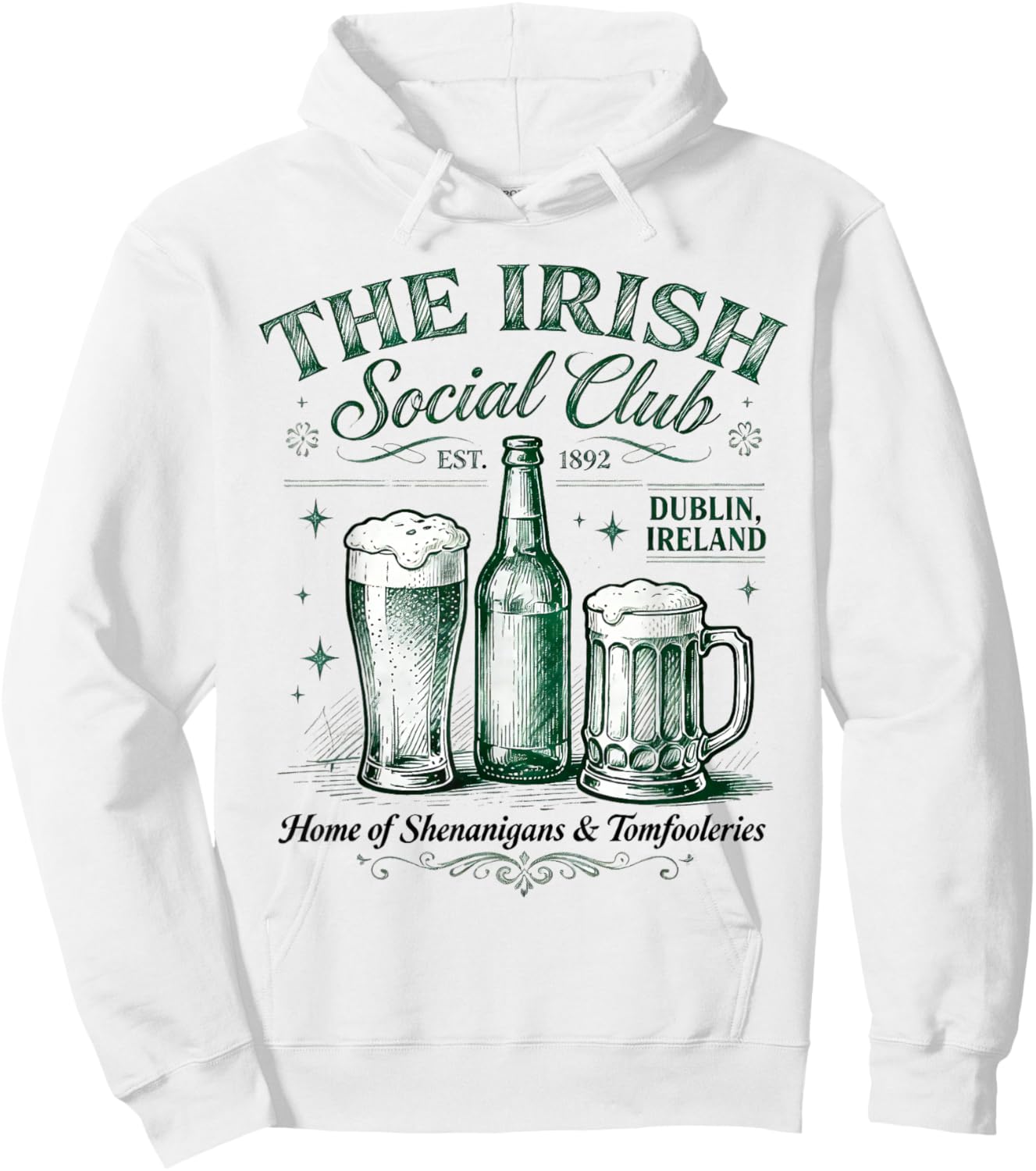 The Irish Social Club Vintage Drinking Team St Patrick's Day Hoodie - Hoodie | White