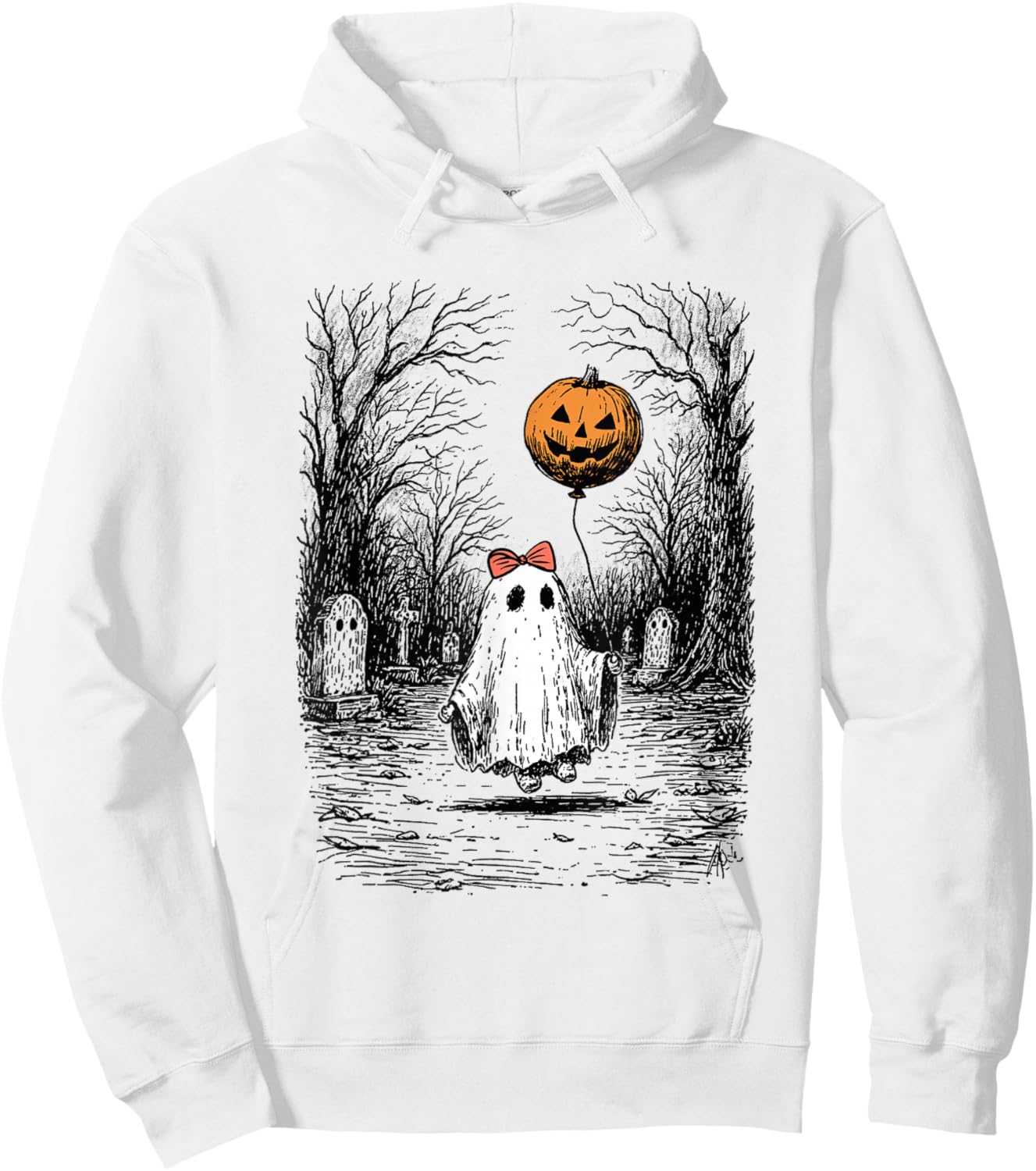 Horror Halloween Ghost Fall Pumpkin Spooky Season Women Hoodie - Hoodie | White