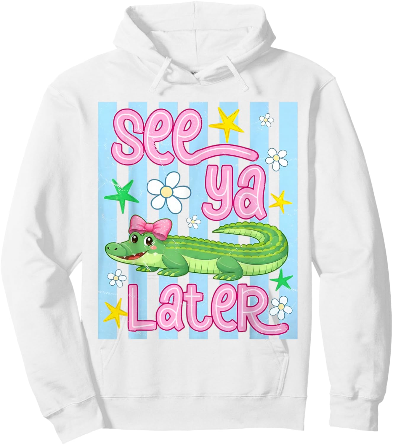 See Ya Later Alligator Stripes Gator Last Day of School Hoodie - Hoodie | White